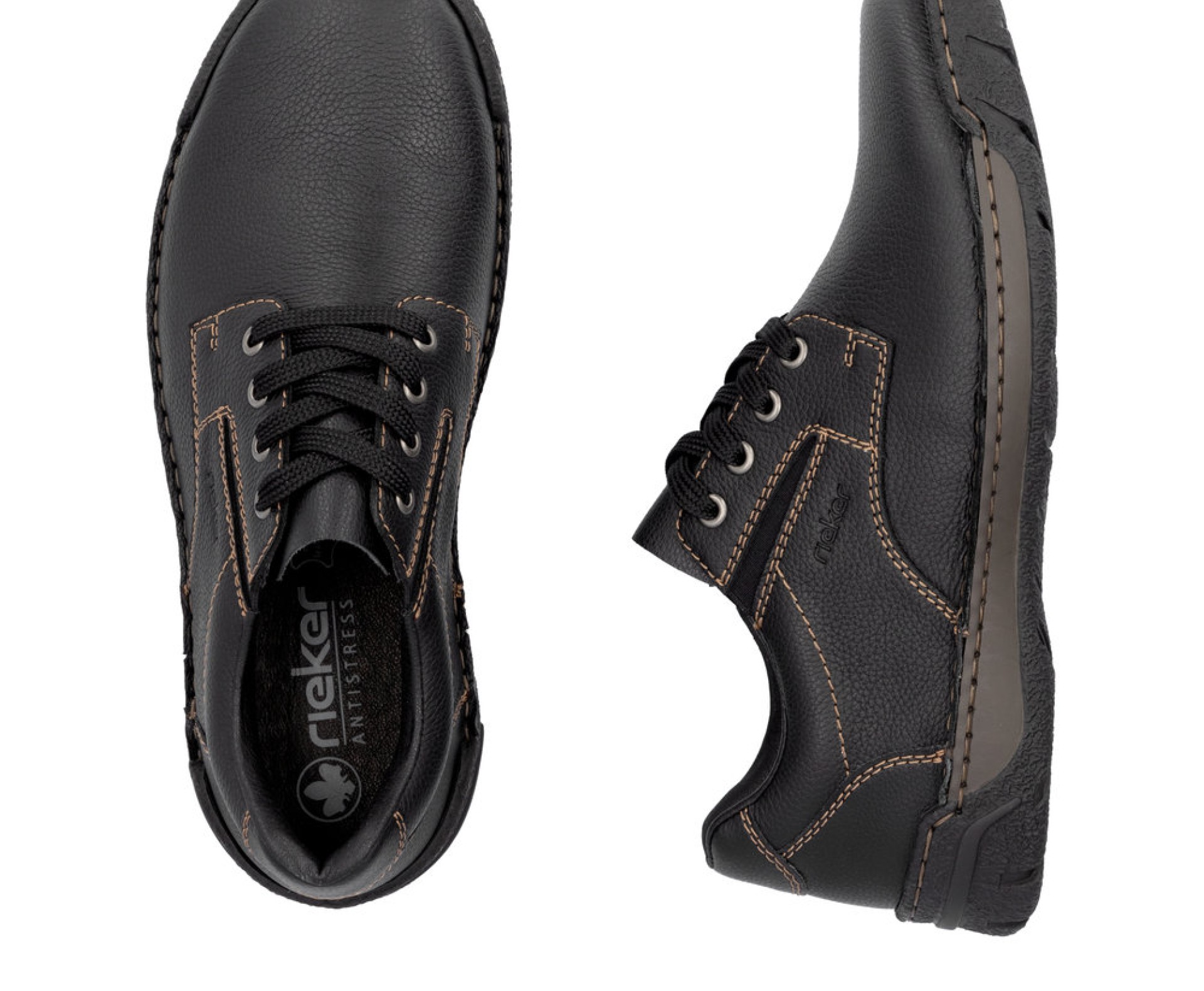 RIEKER  férfi fekete bőr cipő