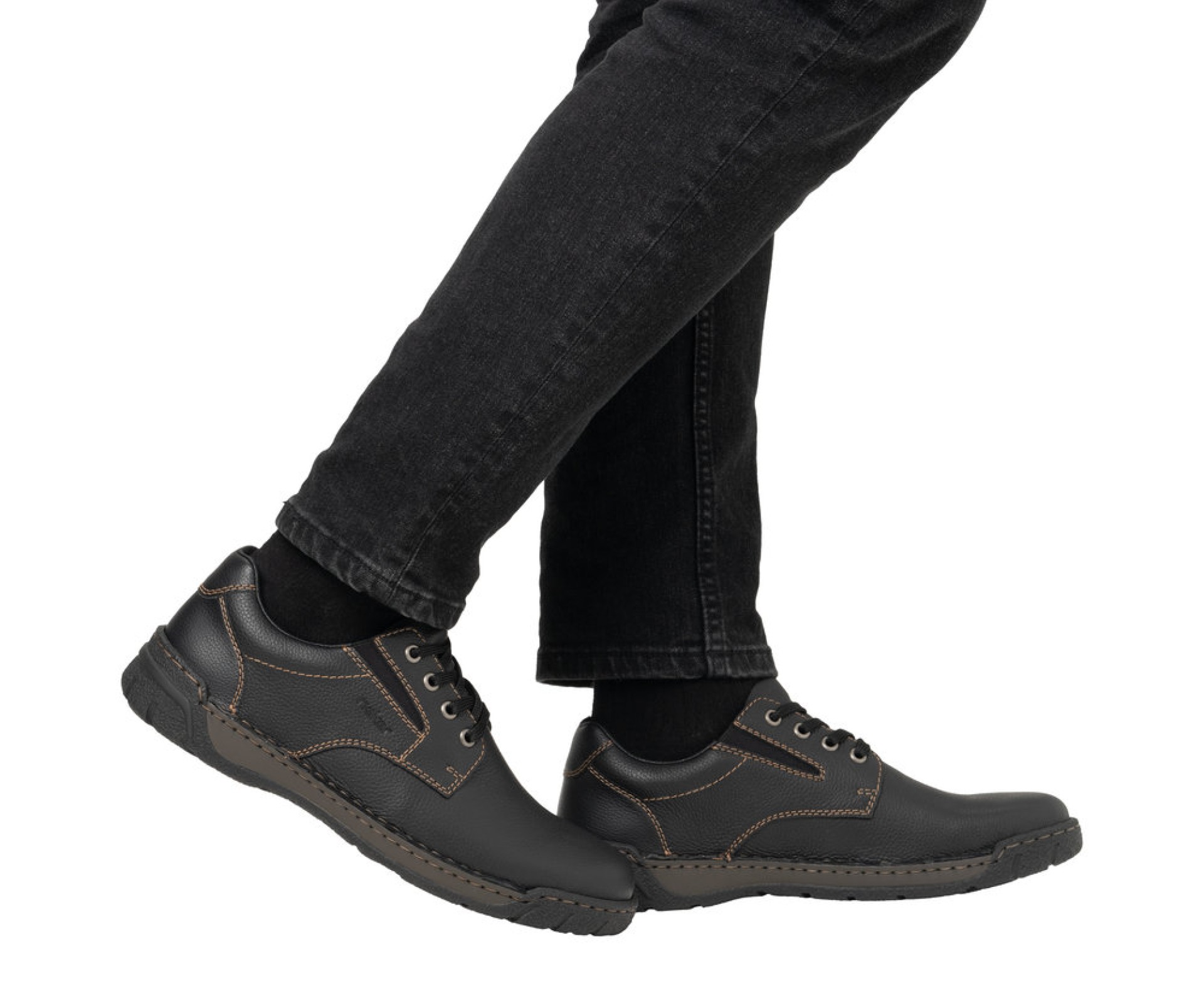 RIEKER  férfi fekete bőr cipő