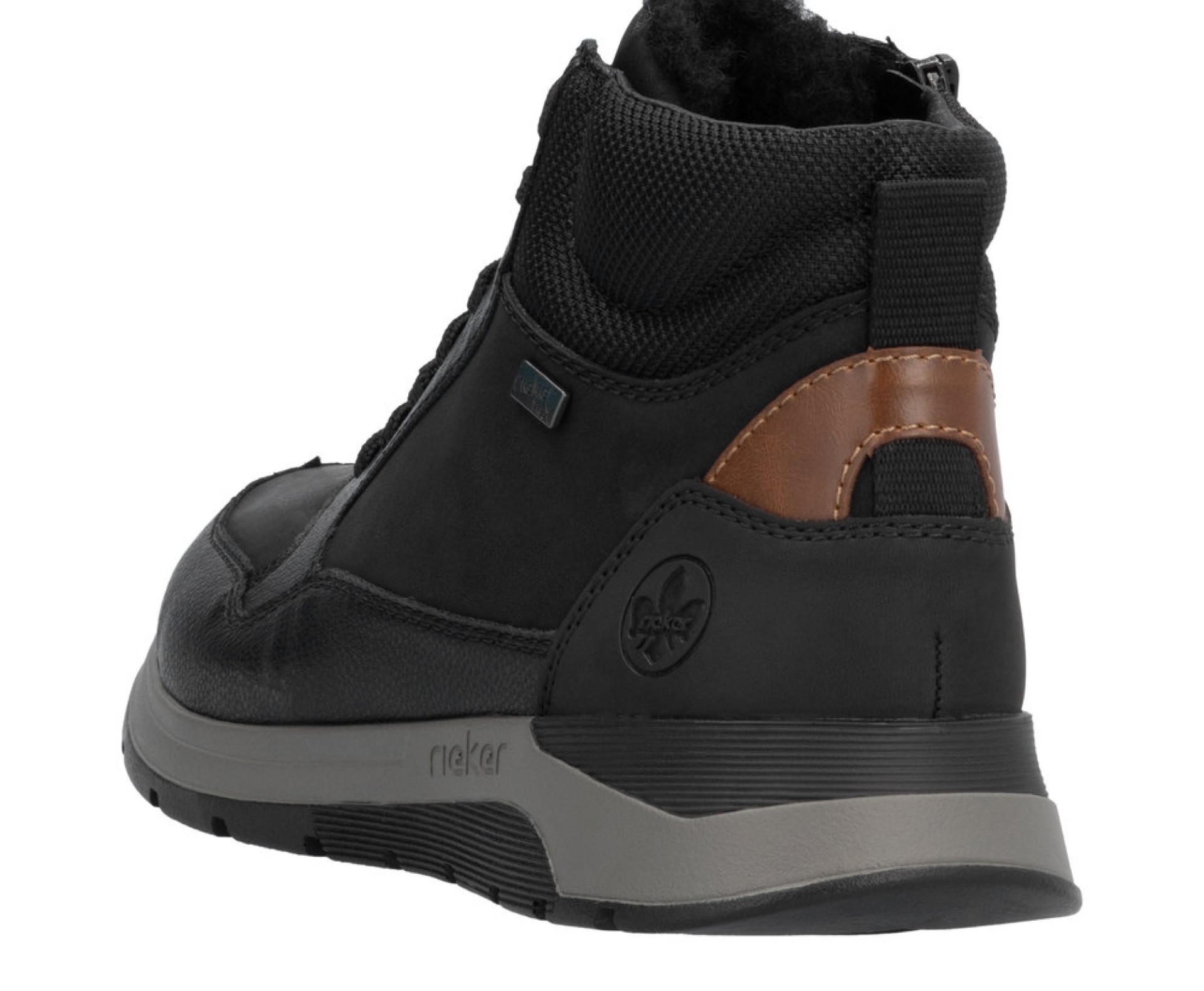 RIEKER fekete férfi bőr bokacipő