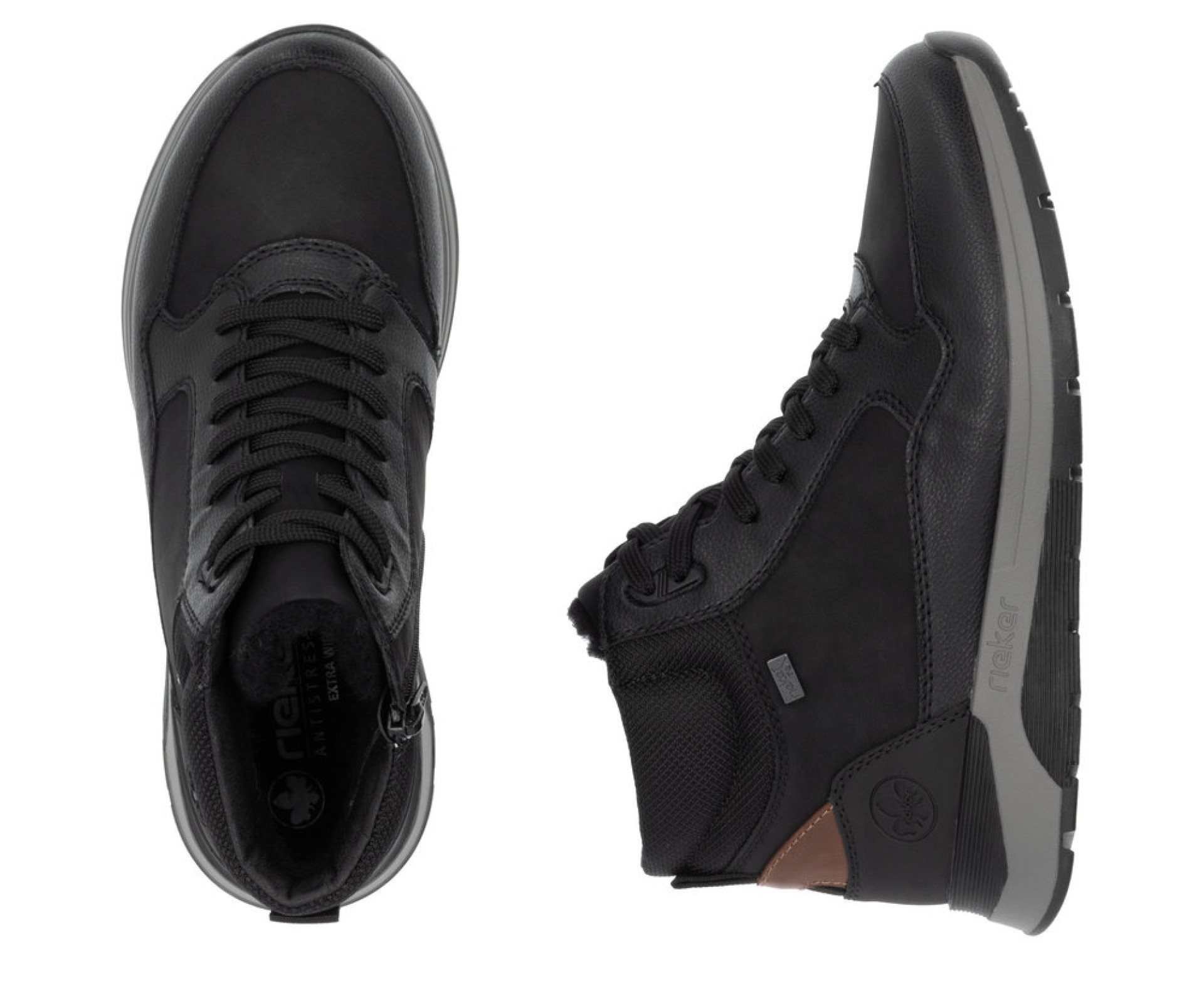 RIEKER fekete férfi bőr bokacipő