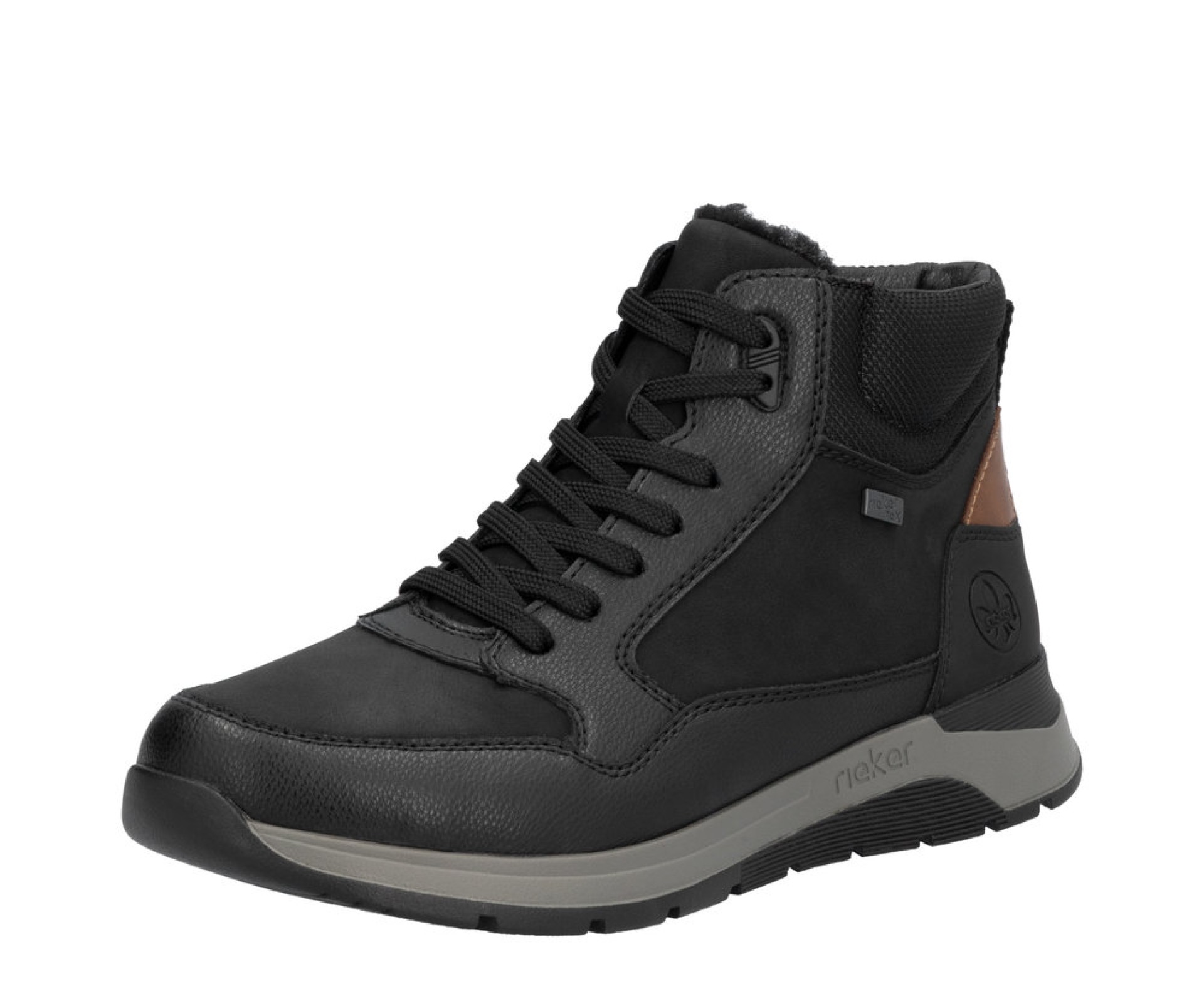 RIEKER fekete férfi bőr bokacipő