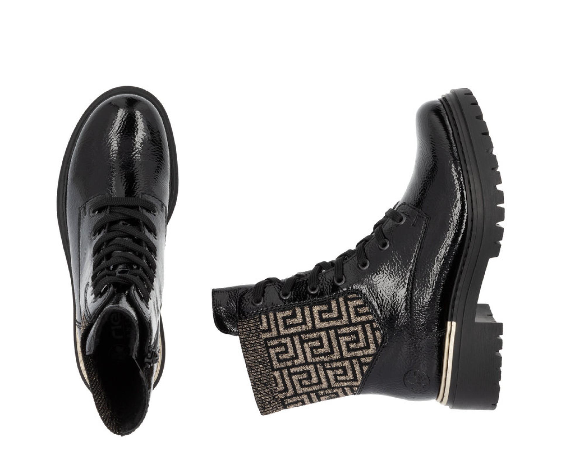 RIEKER fekete női  bakancs 