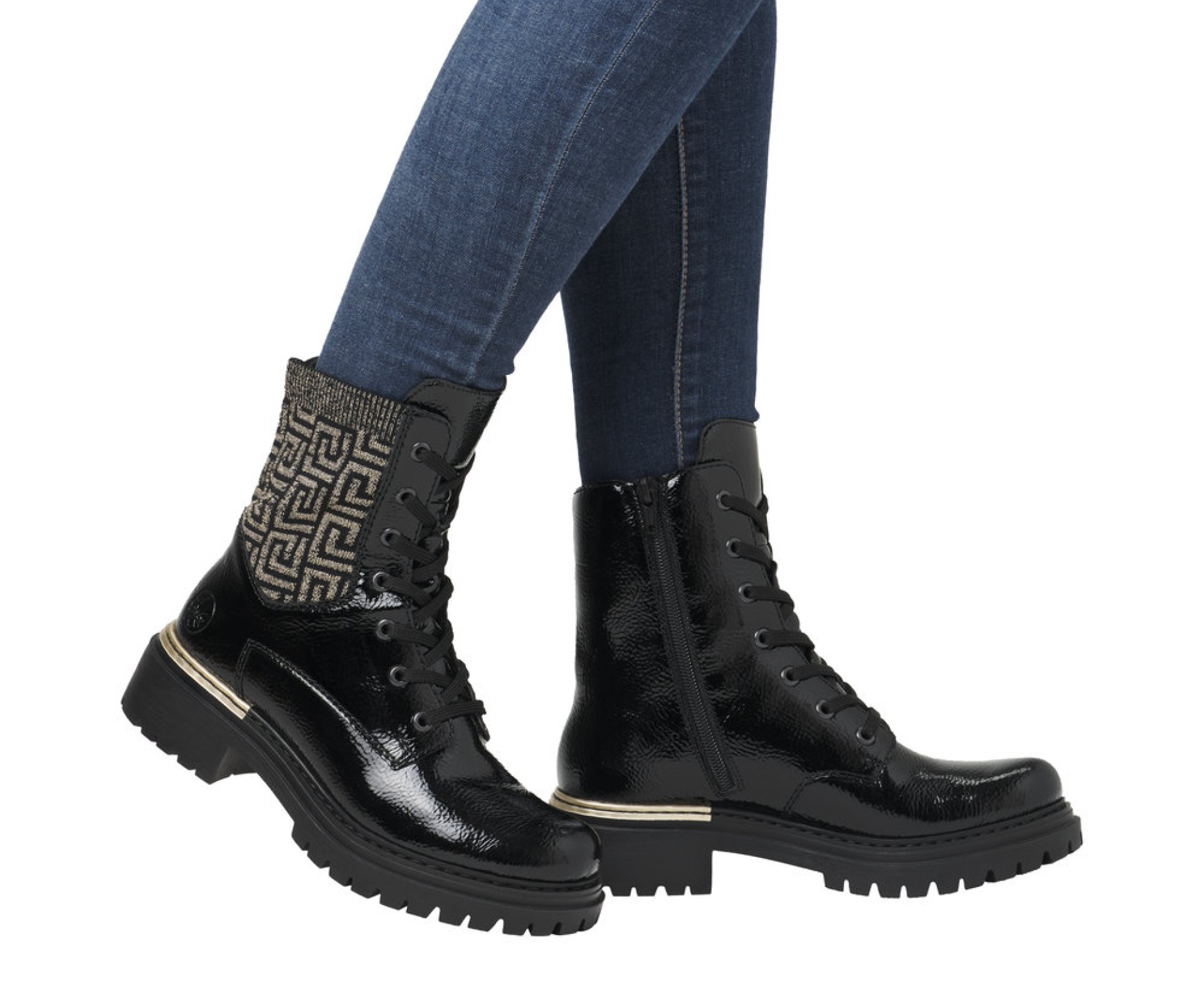 RIEKER fekete női  bakancs 