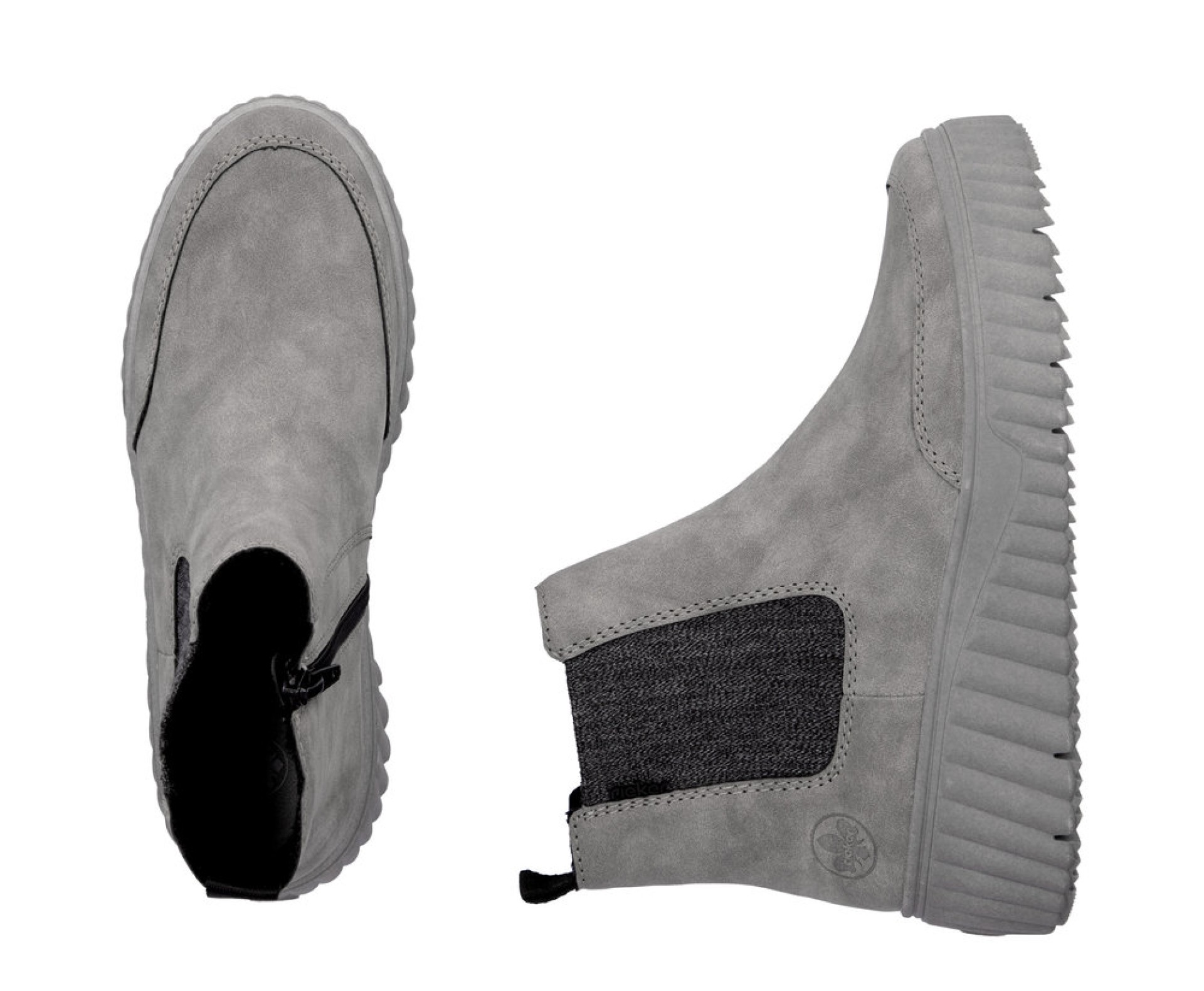 RIEKER szürke női bokacsizma