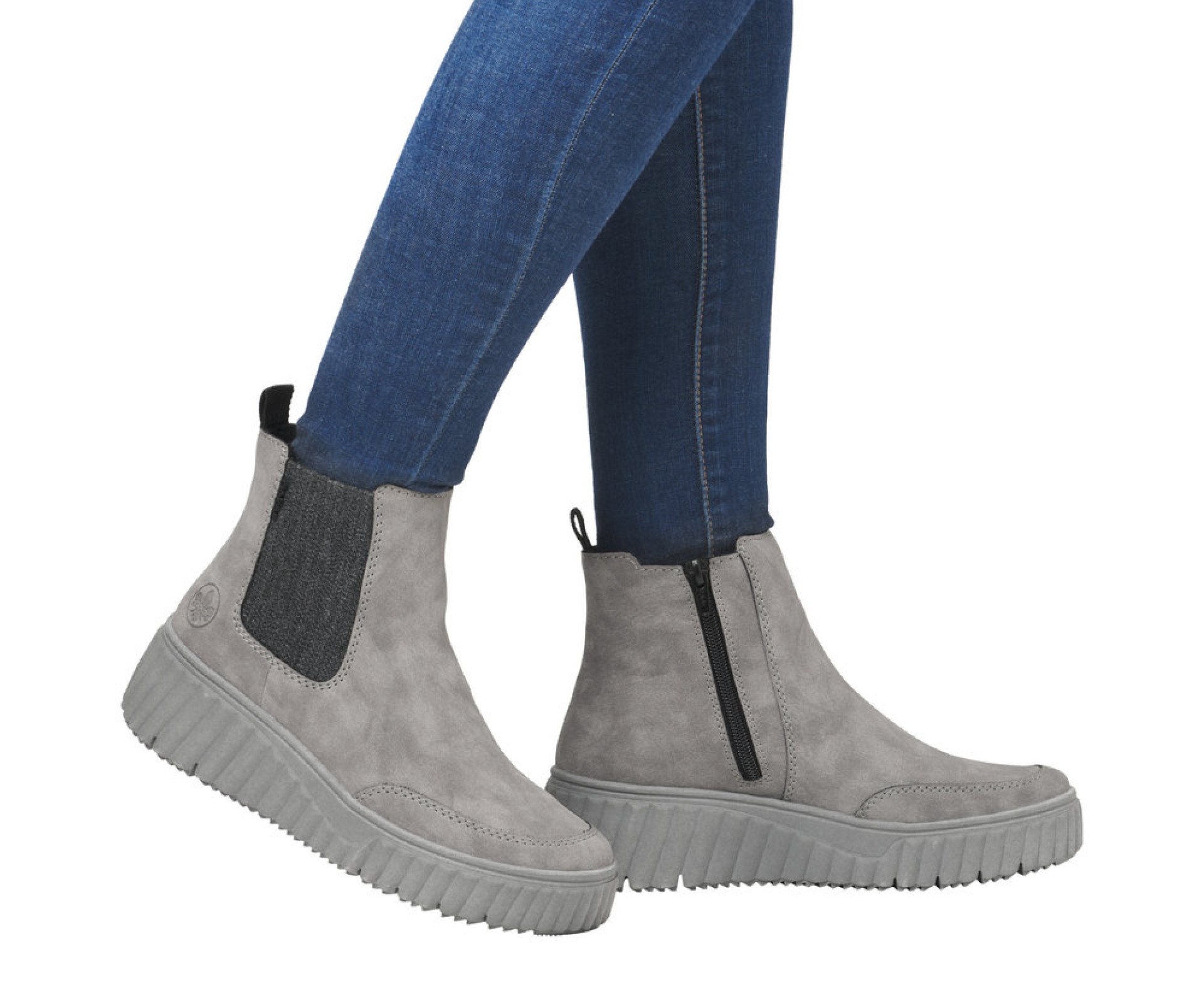 RIEKER szürke női bokacsizma