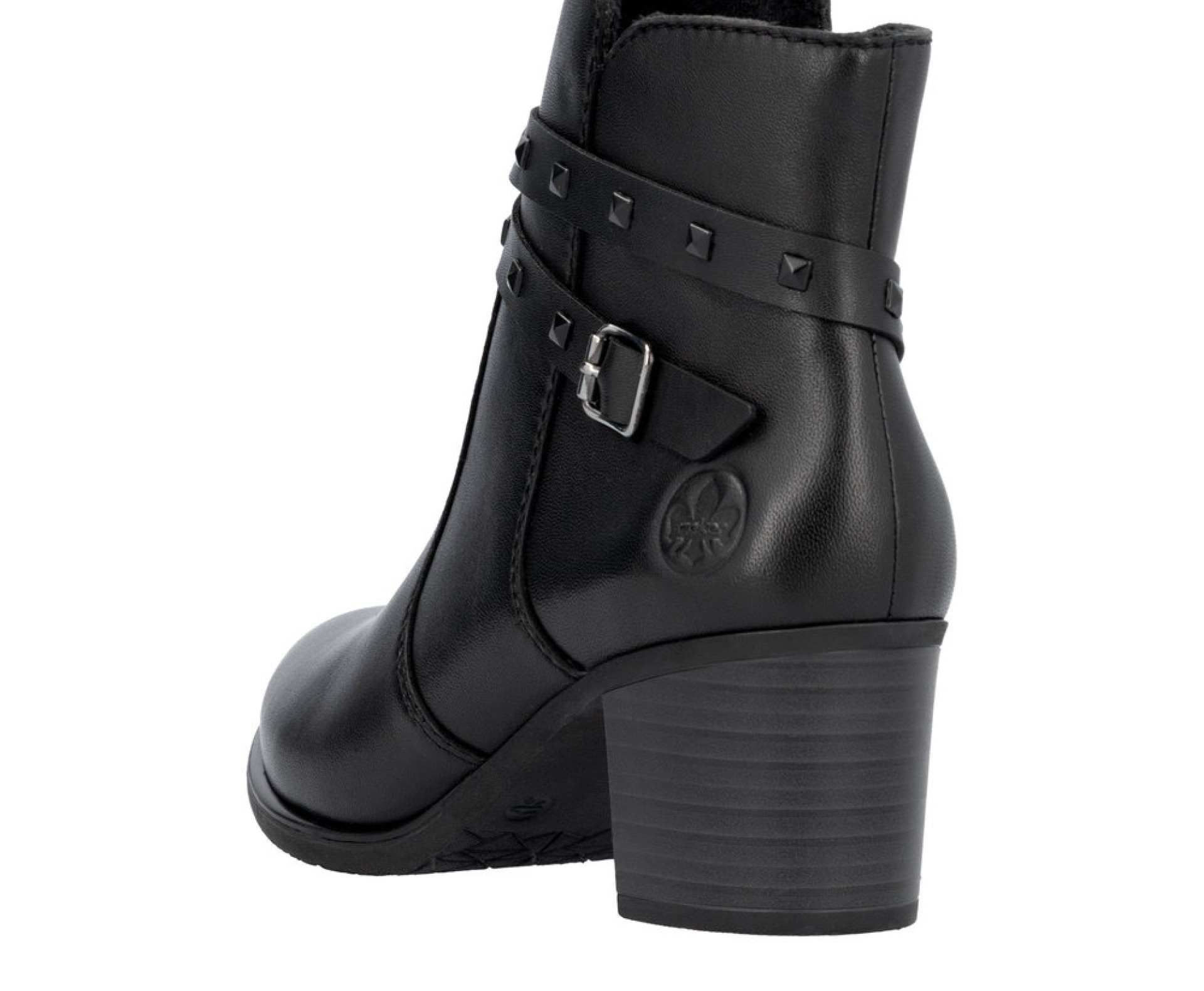 Rieker fekete női bőr bokacsizma