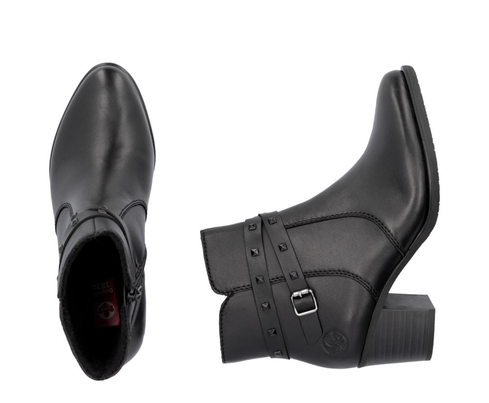 Rieker fekete női bőr bokacsizma