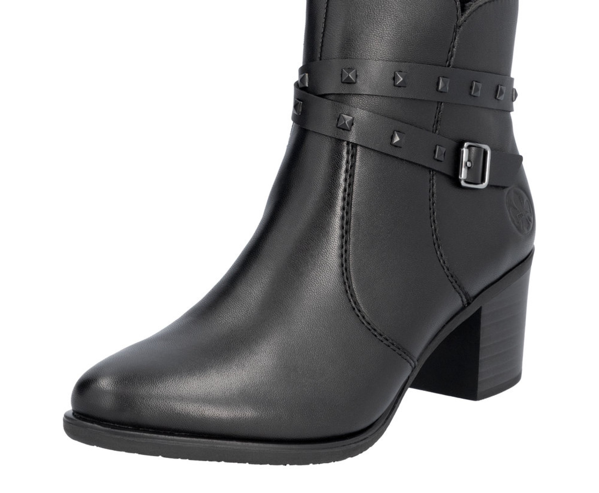 Rieker fekete női bőr bokacsizma