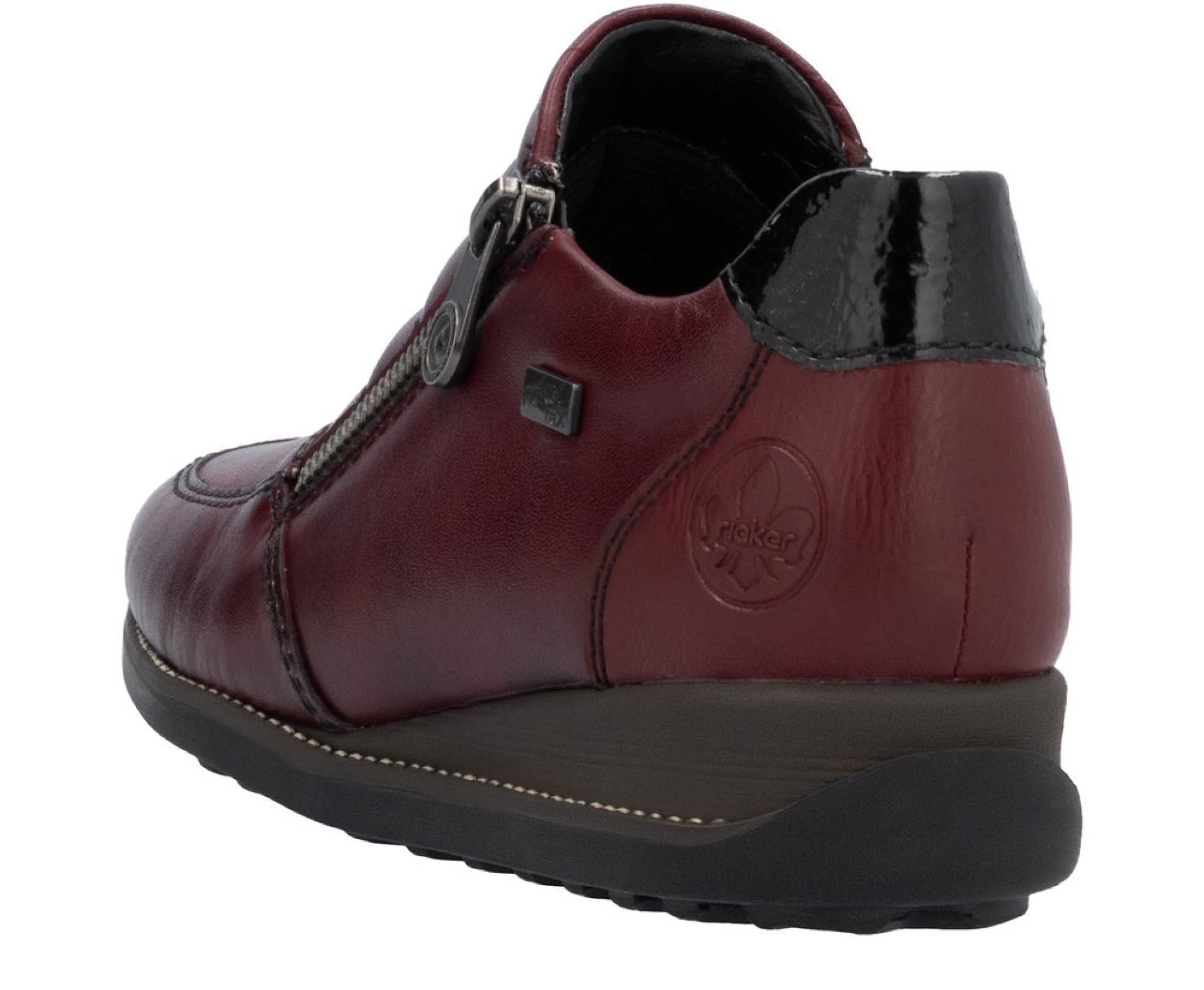 RIEKER bordó női bőr cipő