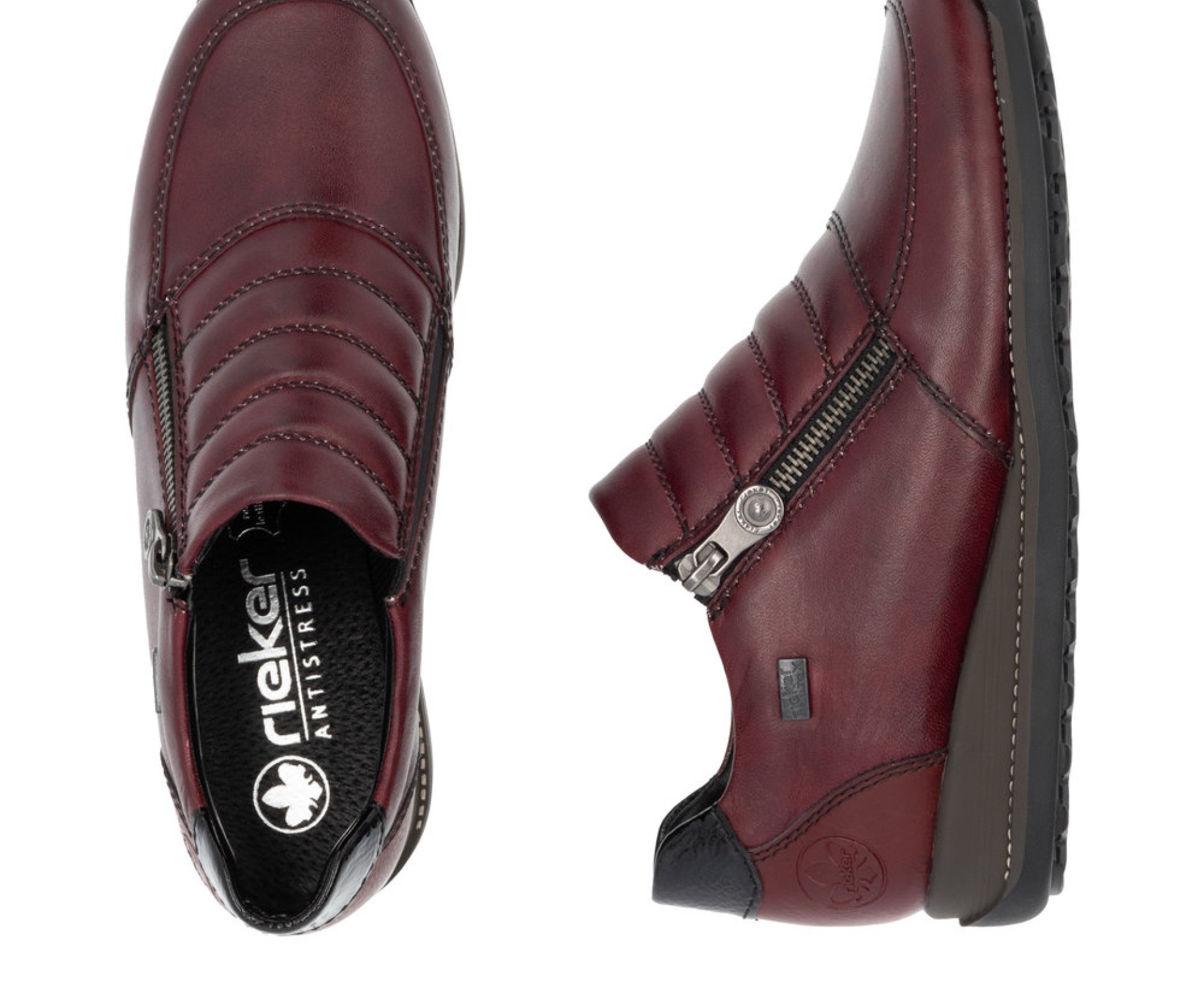 RIEKER bordó női bőr cipő