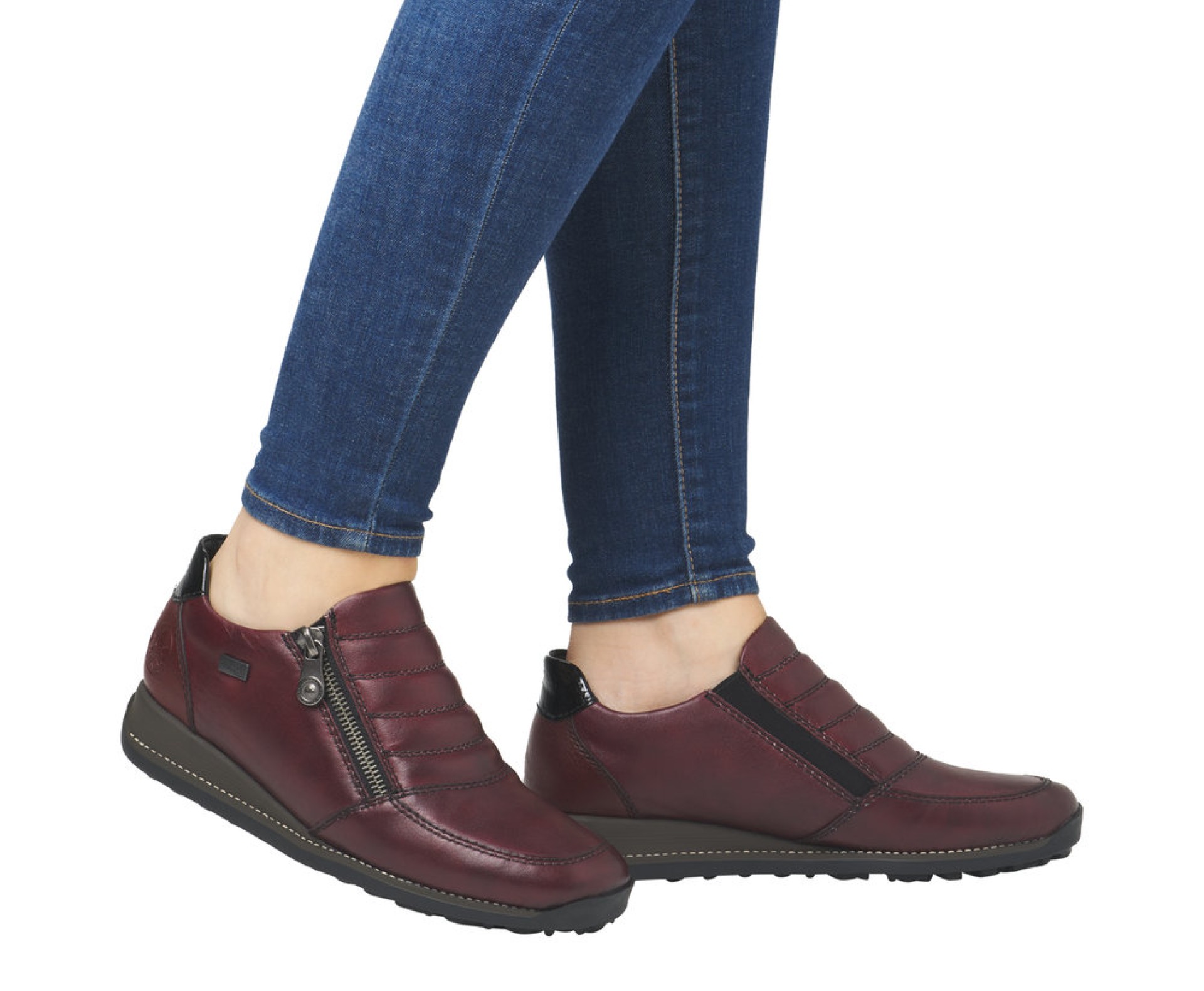 RIEKER bordó női bőr cipő