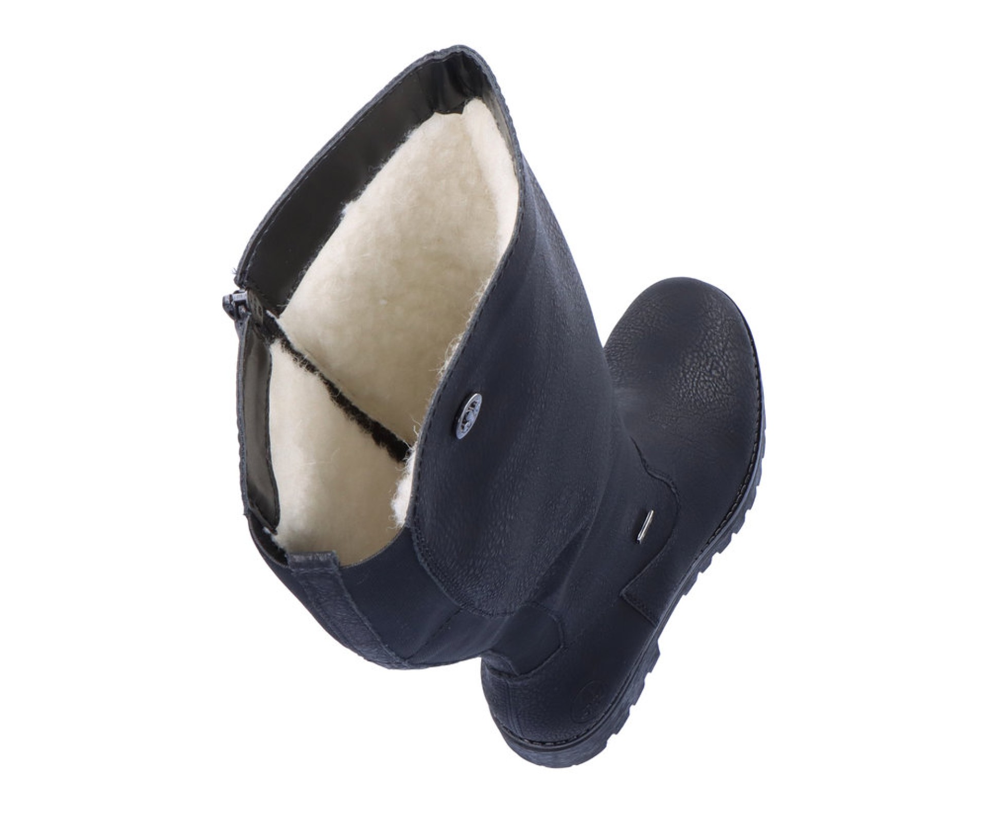 RIEKER fekete női hosszú szárú csizma