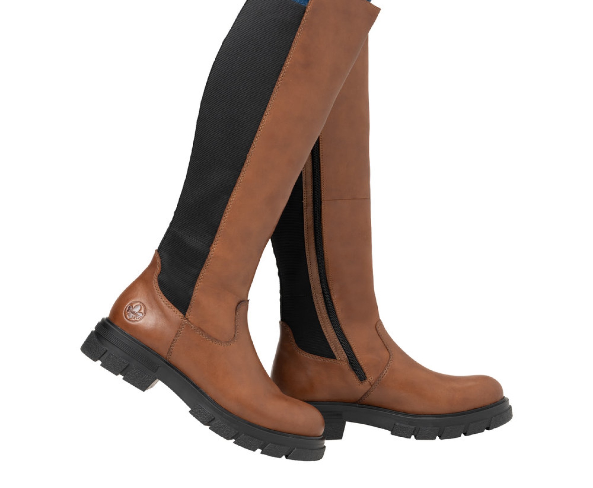 RIEKER barna női bőr hosszú szárú csizma 