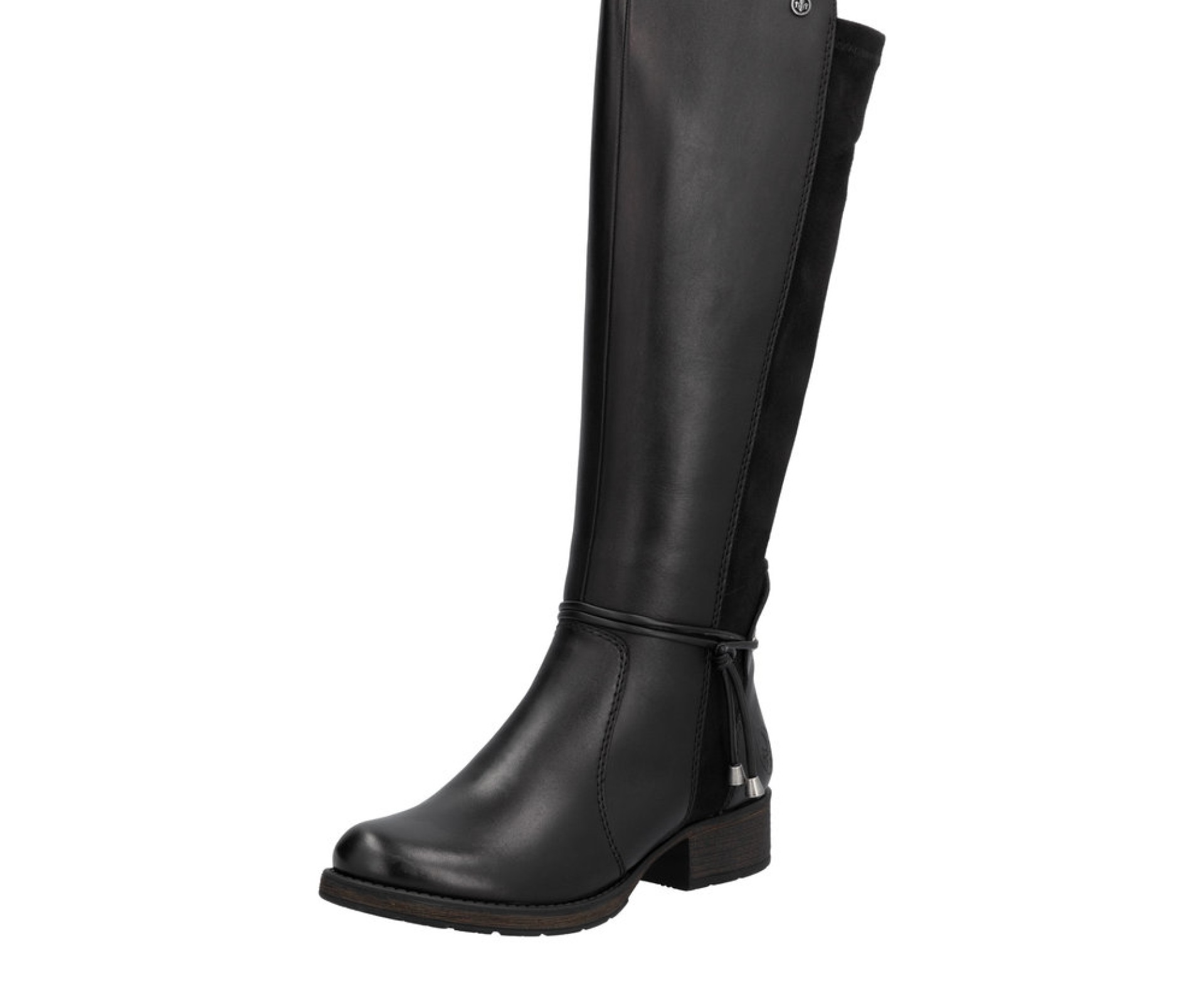 RIEKER fekete női bőr hosszú szárú csizma 