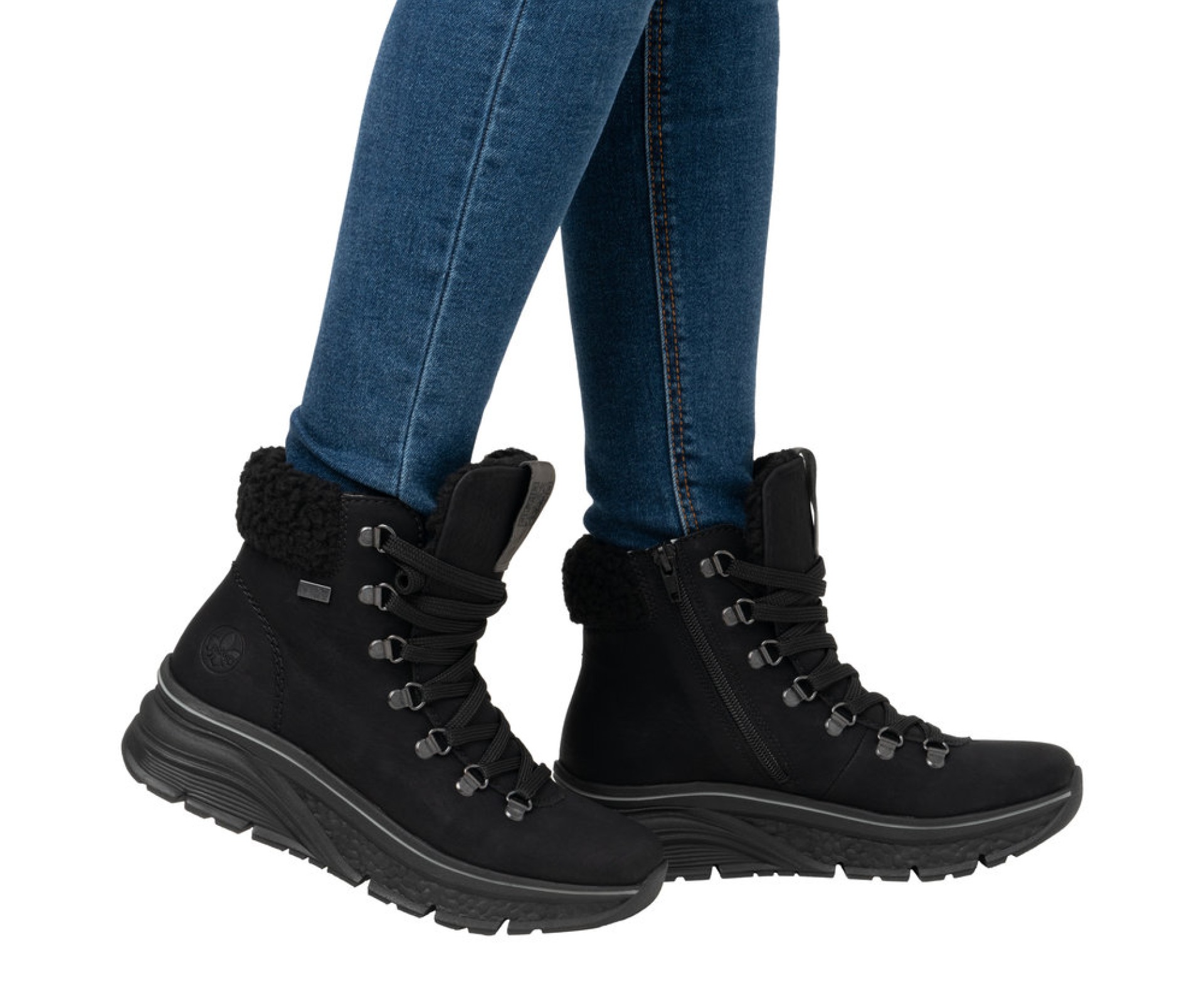 RIEKER Tex fekete  női  magasszárú cipő