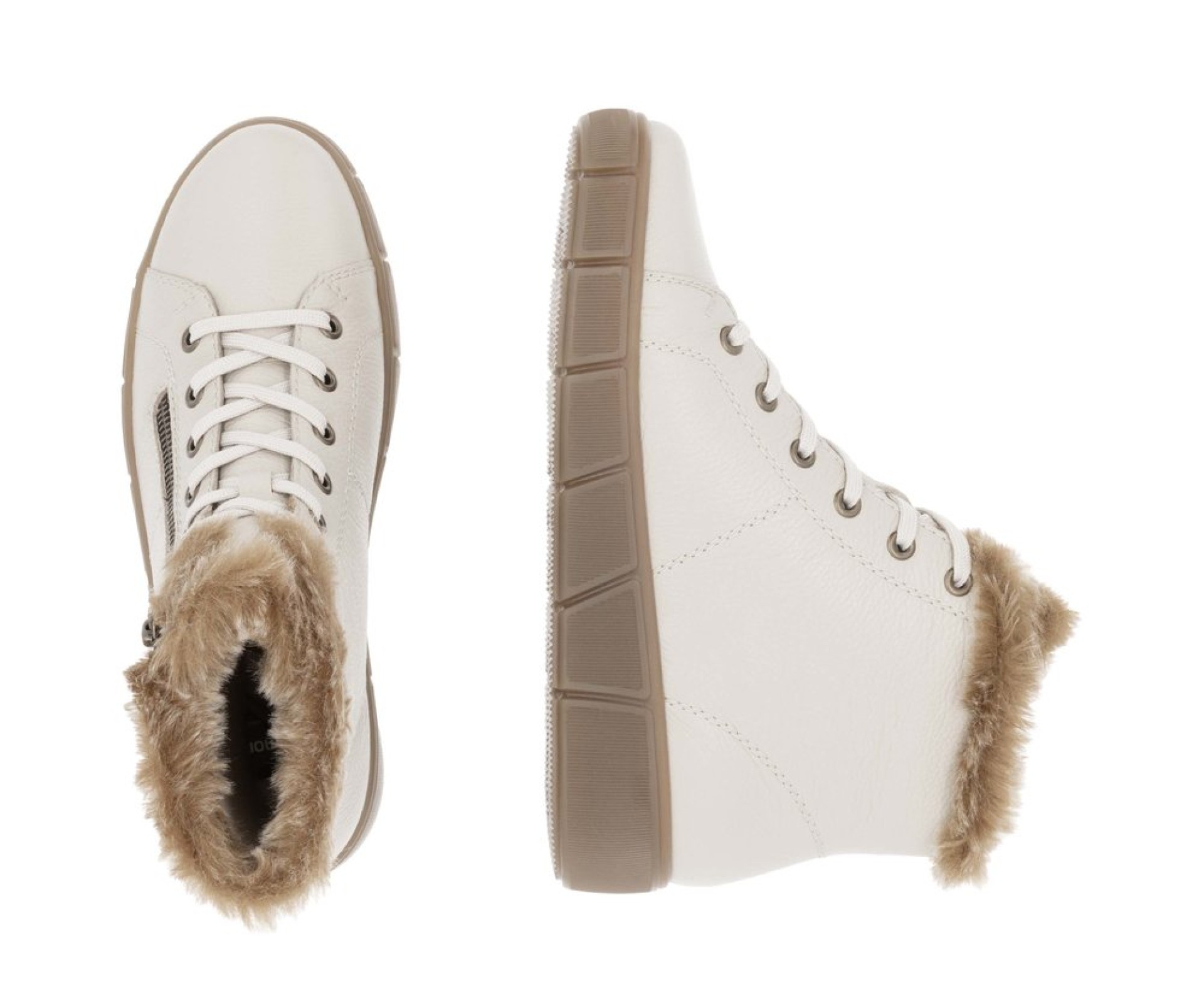 RIEKER bézs női  bőr bakancs 