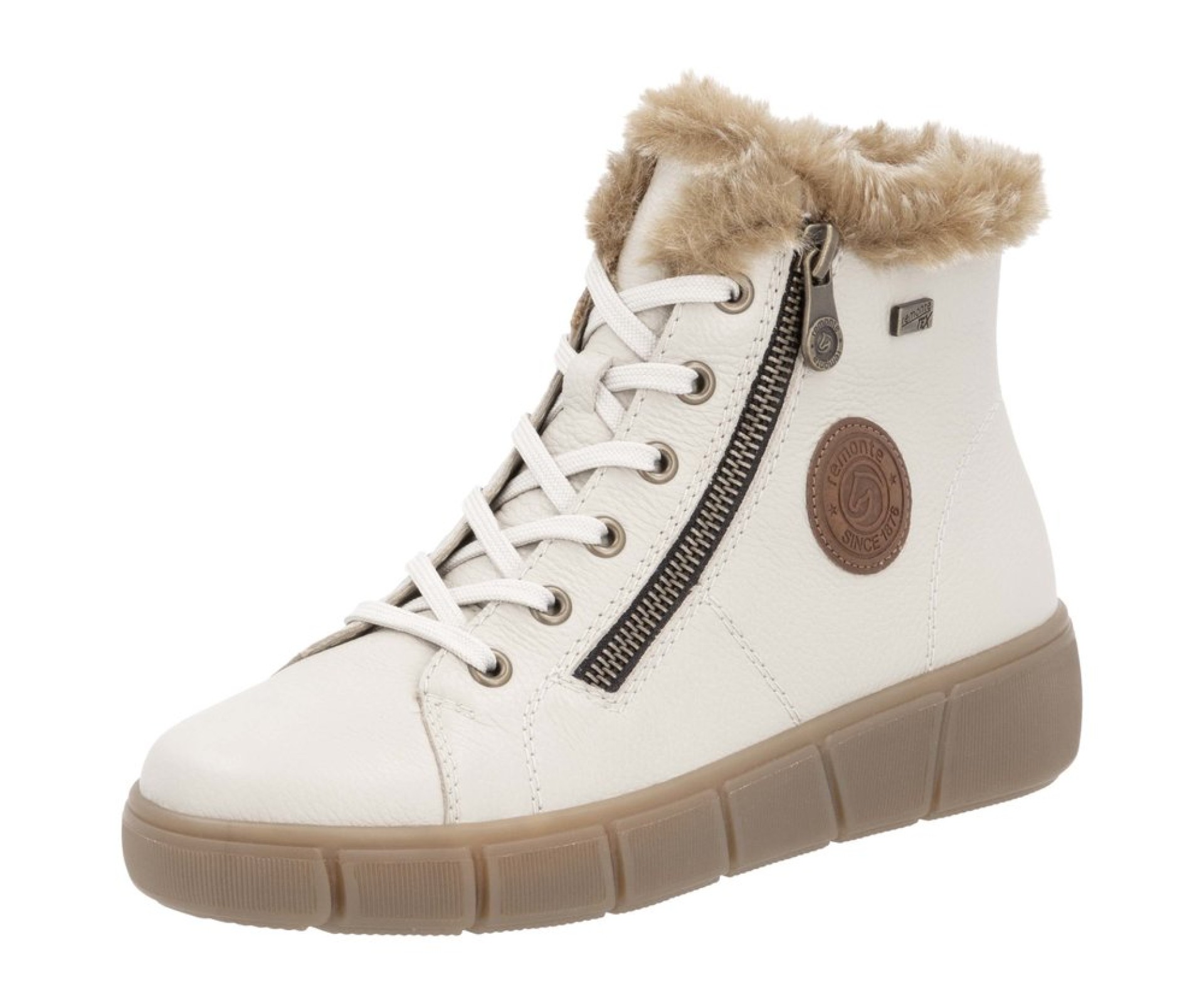 RIEKER bézs női  bőr bakancs 