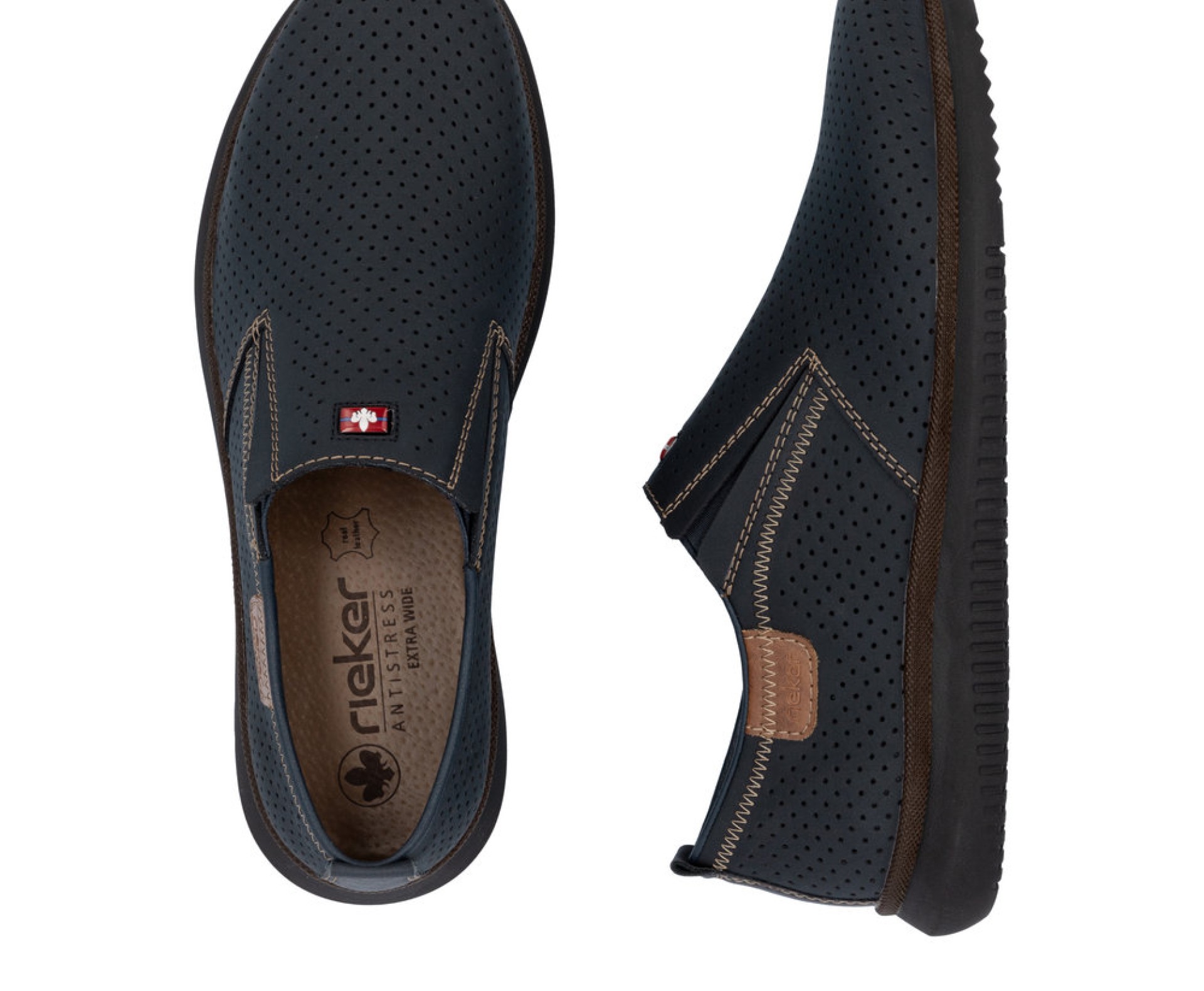 RIEKER kék férfi bőr cipő