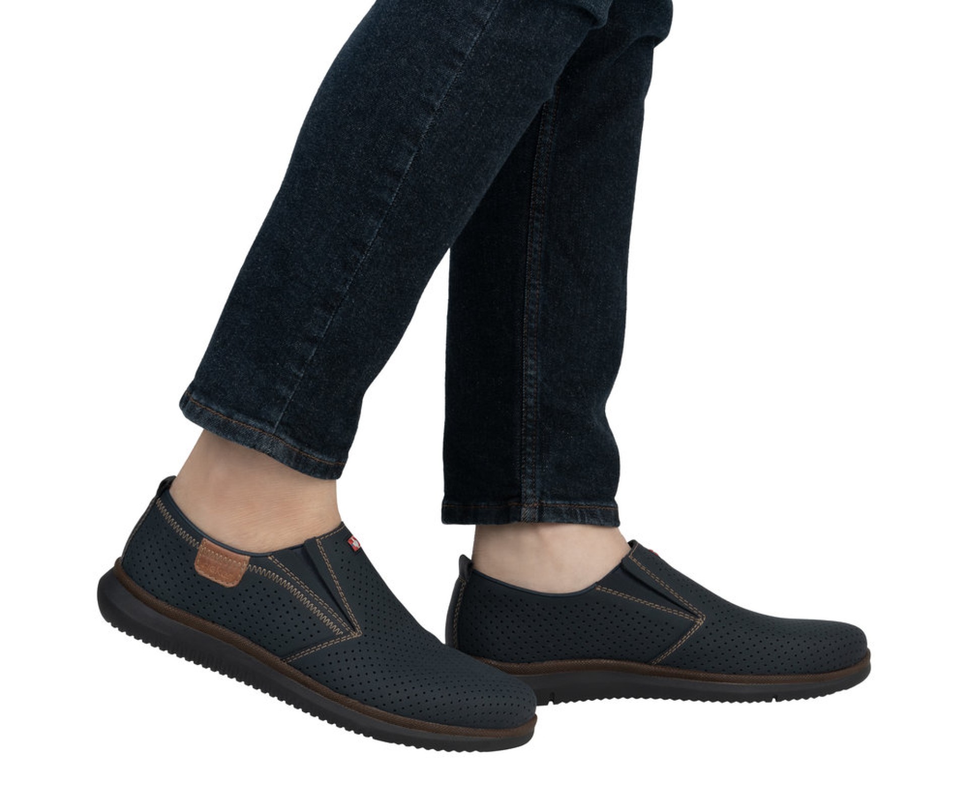 RIEKER kék férfi bőr cipő