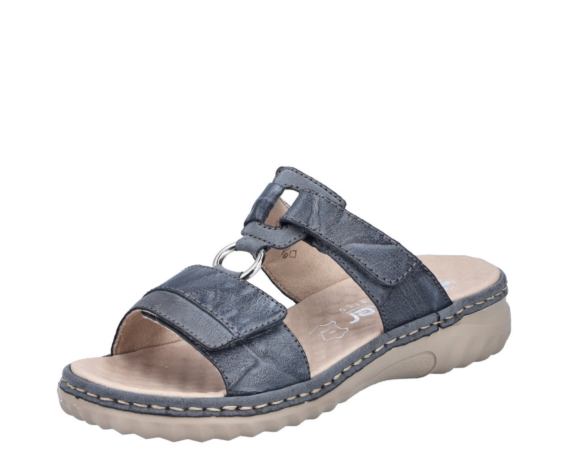 RIEKER kék női bőr papucs 