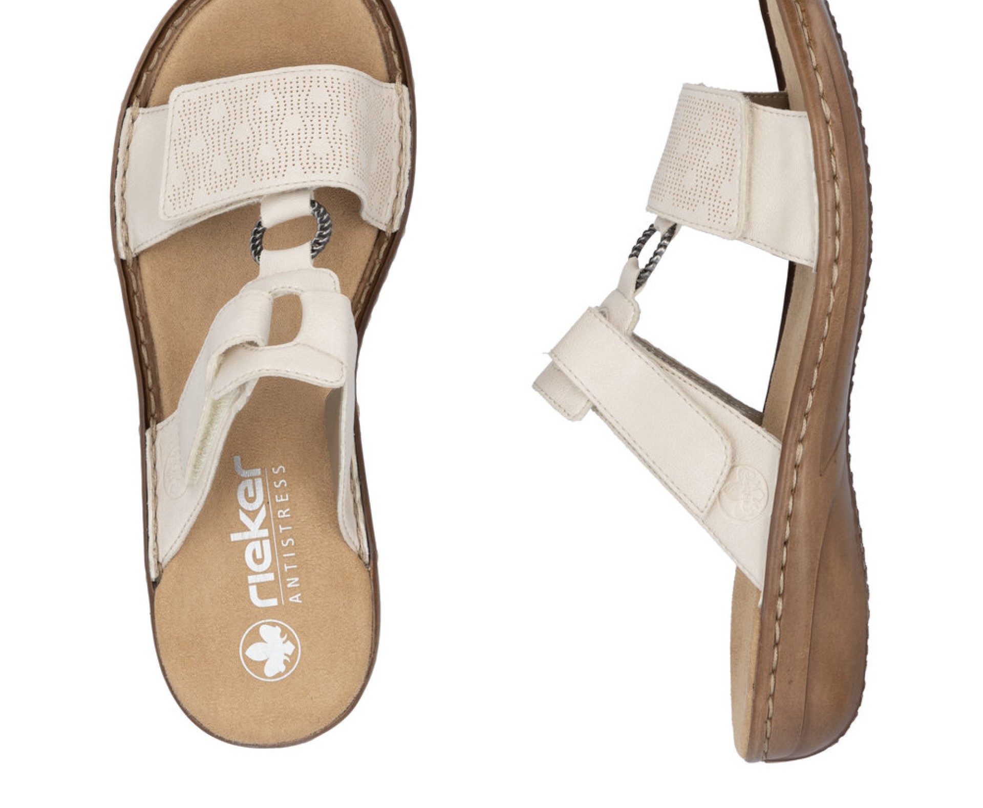 RIEKER bézs női papucs 