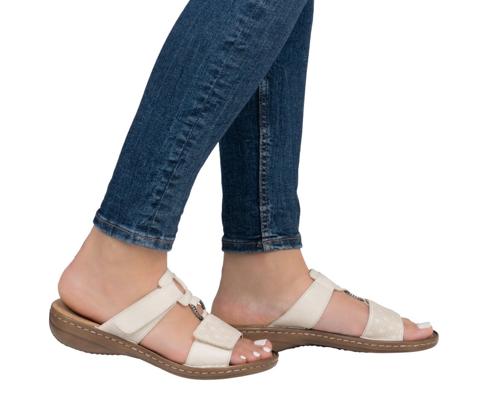 RIEKER bézs női papucs 