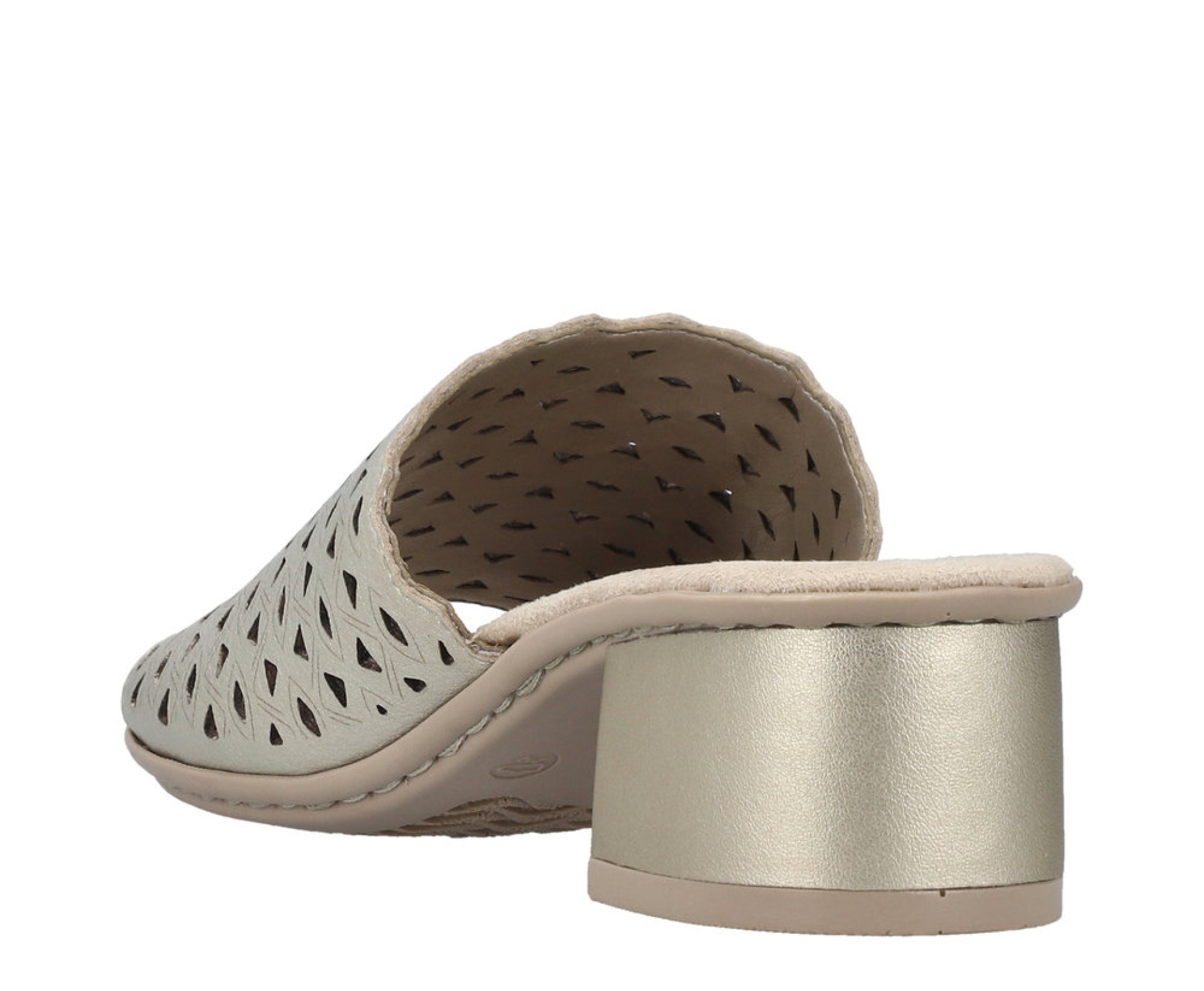 RIEKER arany női bőr papucs 