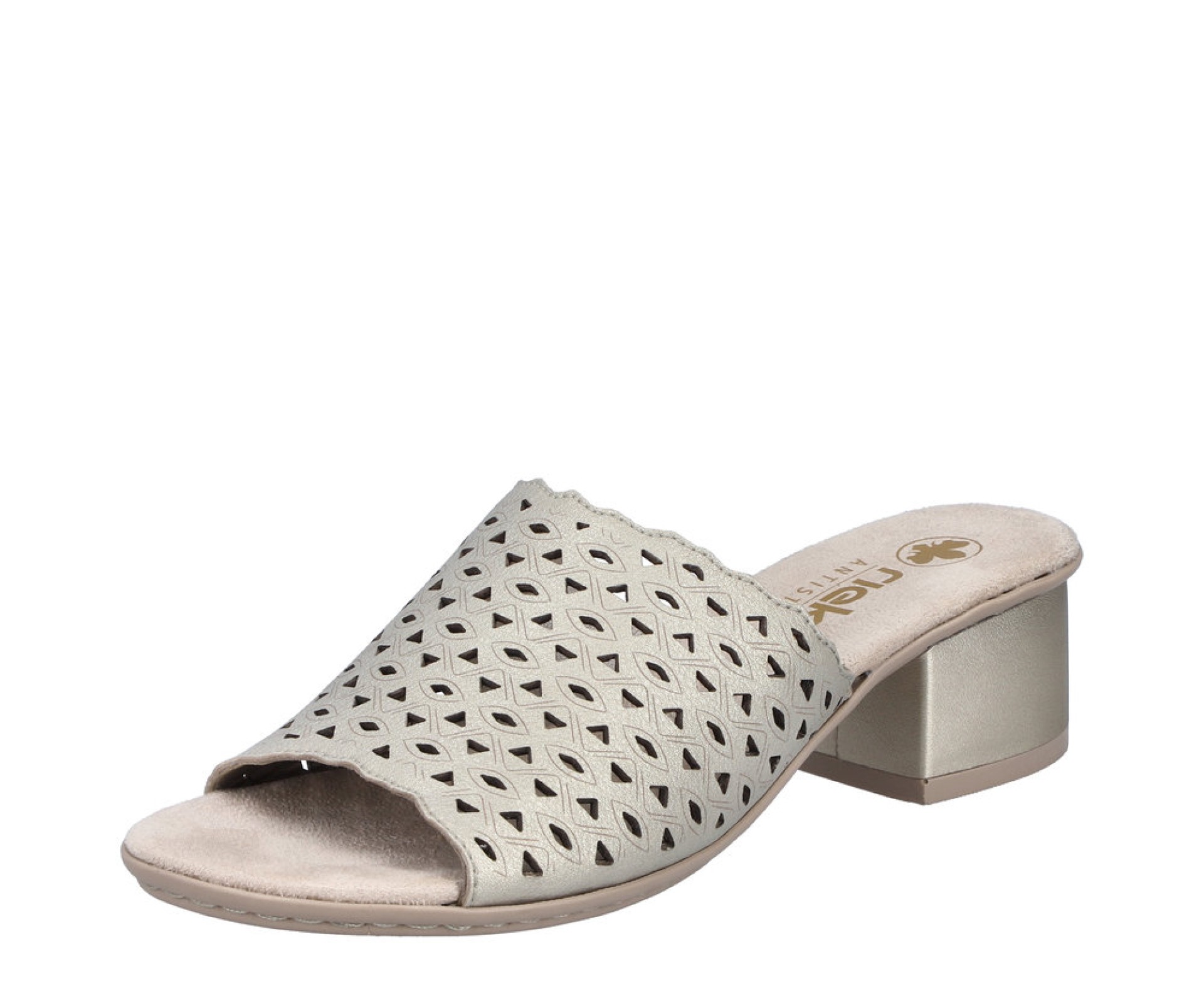 RIEKER arany női bőr papucs 