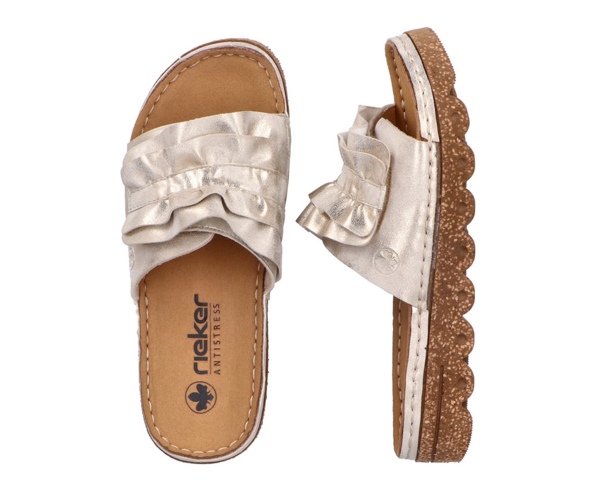 RIEKER bézs női papucs 