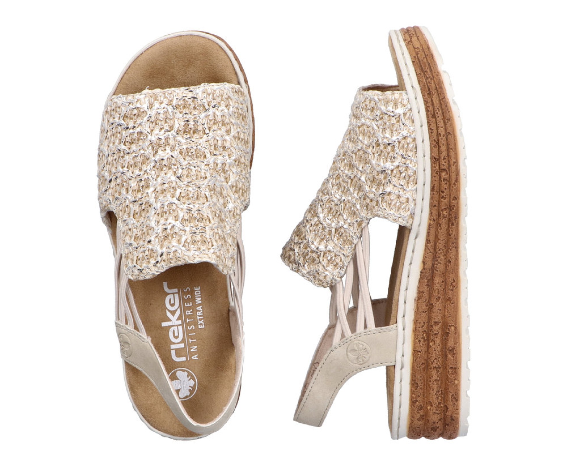 RIEKER bézs telitalpú női szandál 