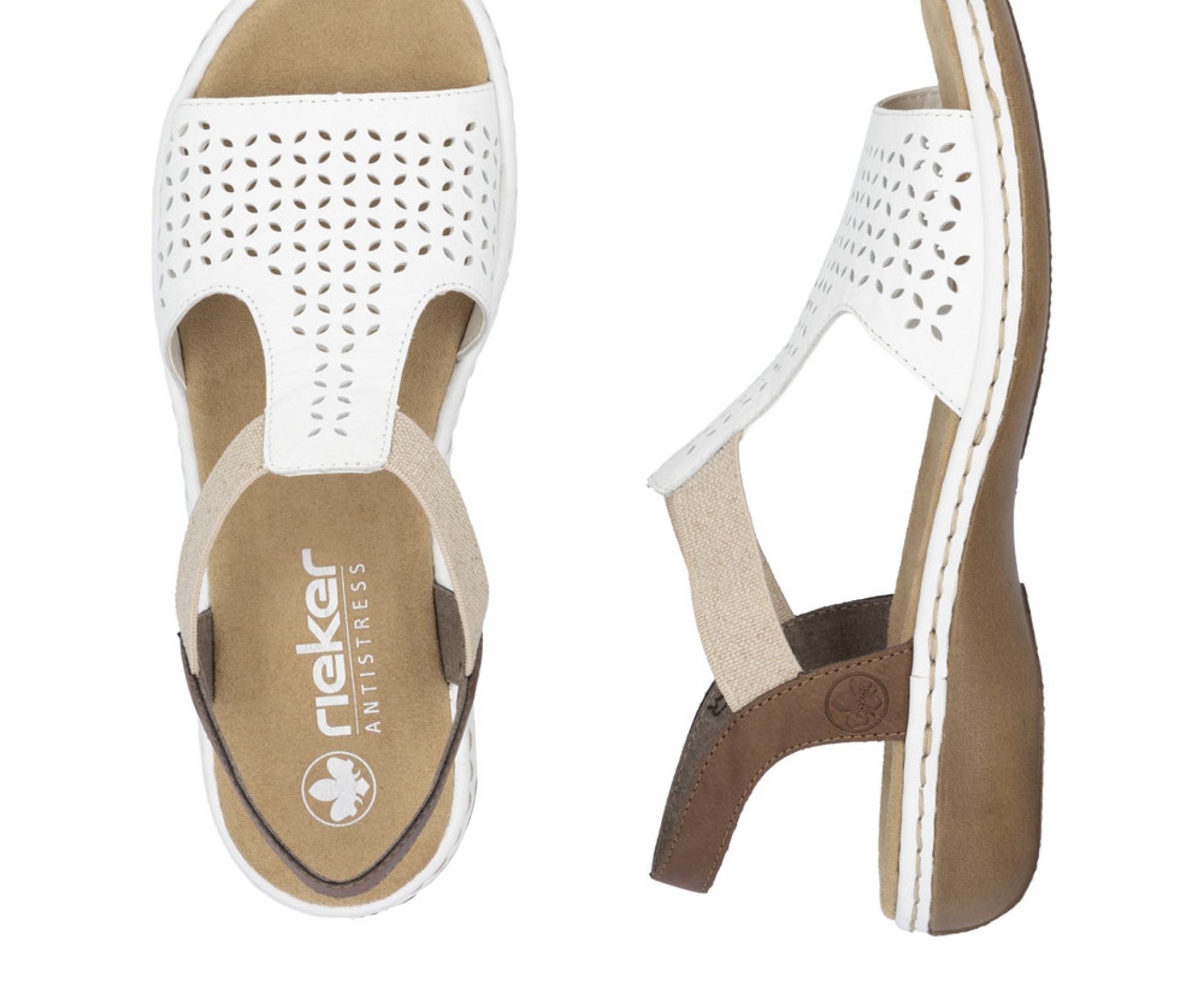 RIEKER fehér női bőr szandál 