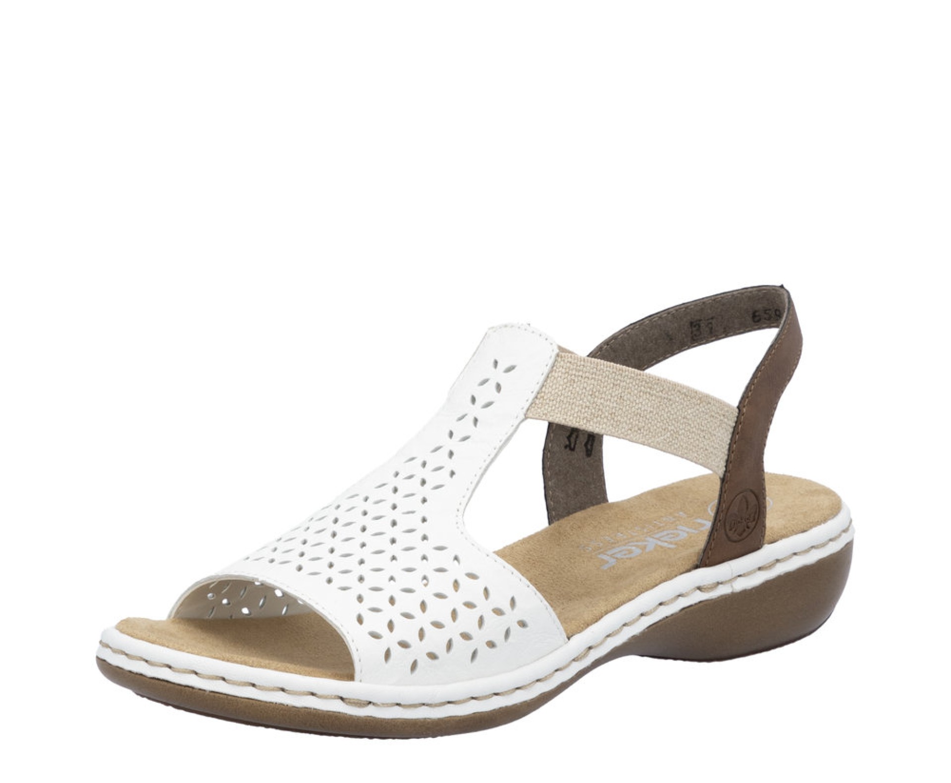 RIEKER fehér női bőr szandál 