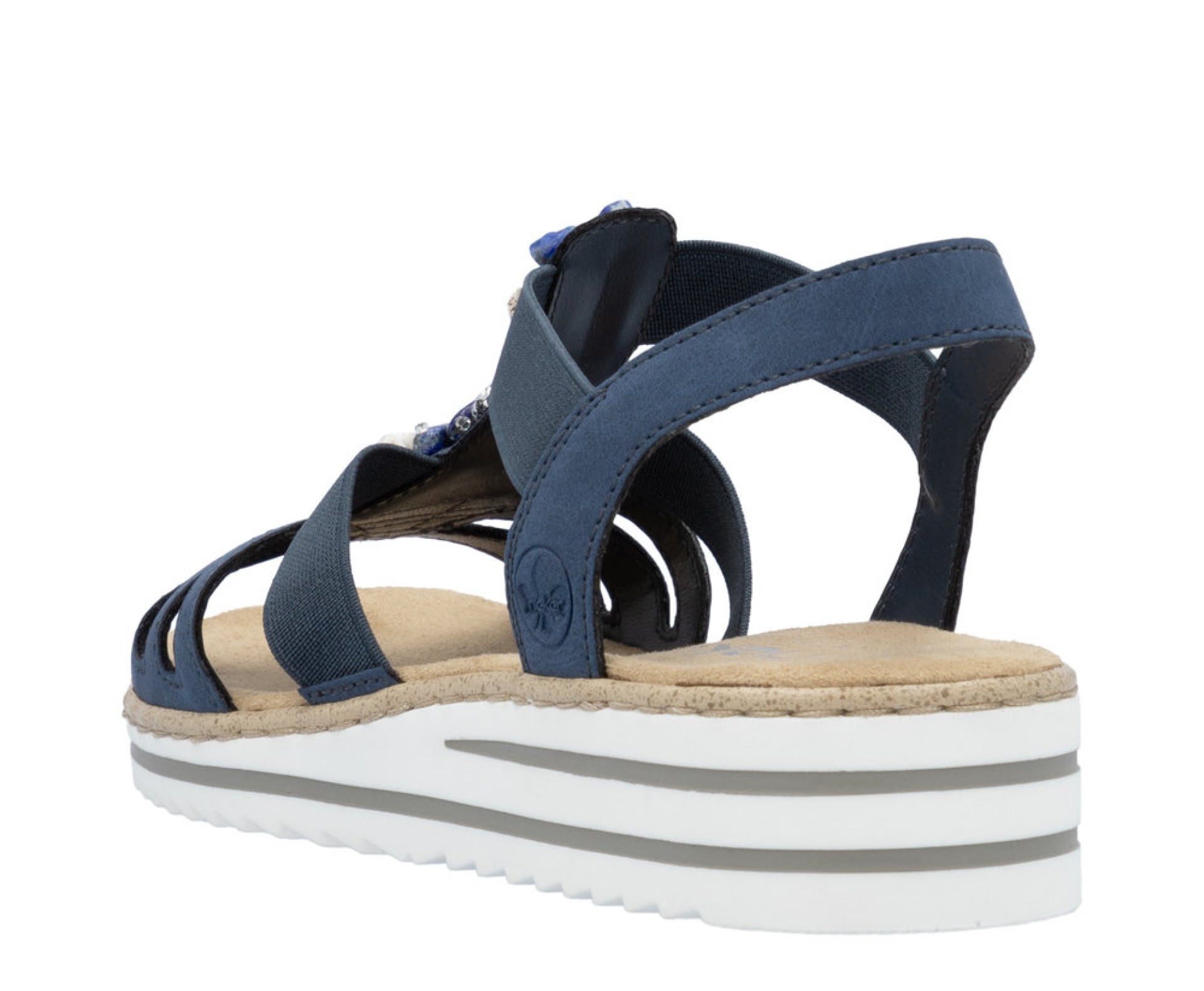 RIEKER kék telitalpú női szandál 