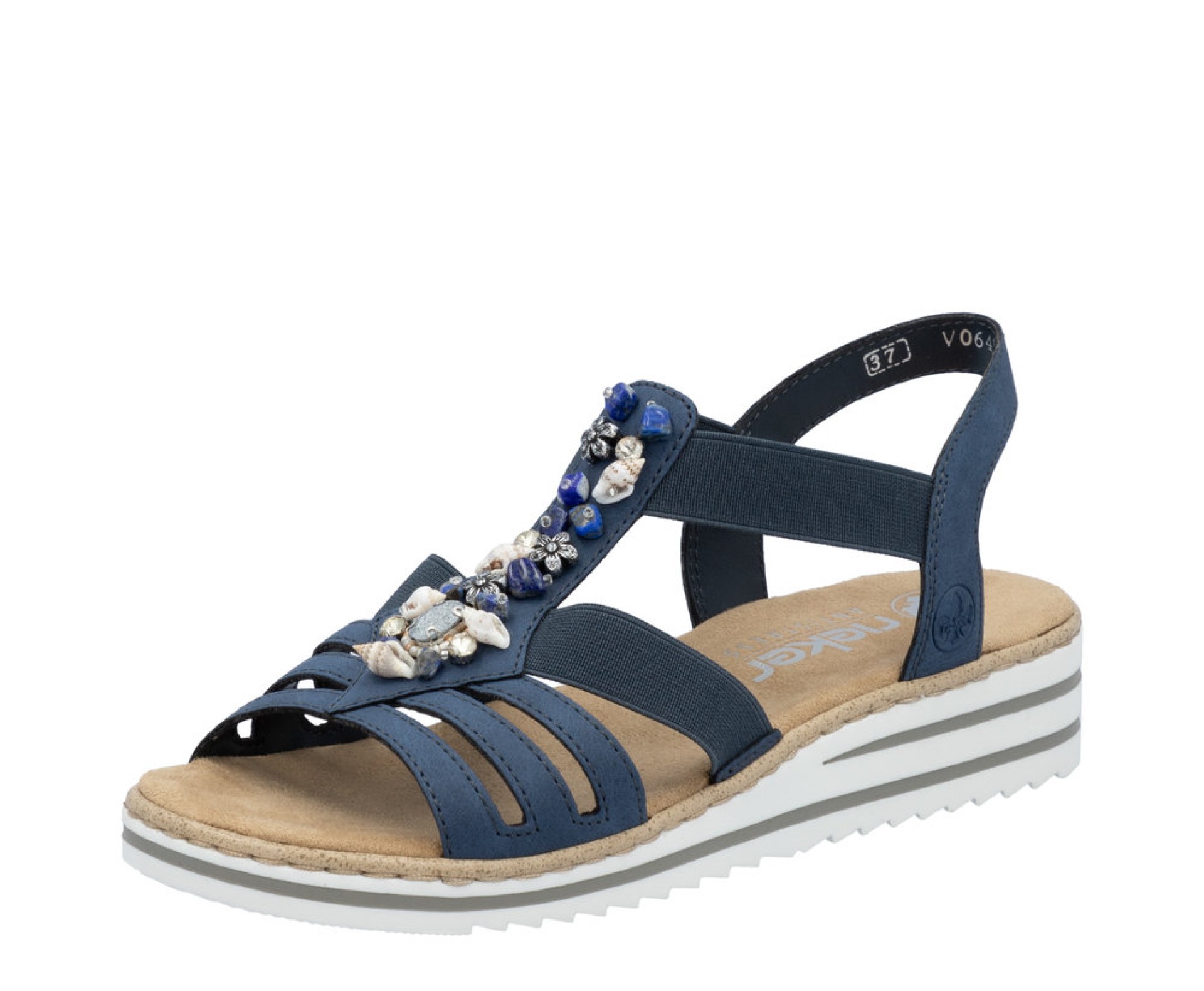 RIEKER kék telitalpú női szandál 