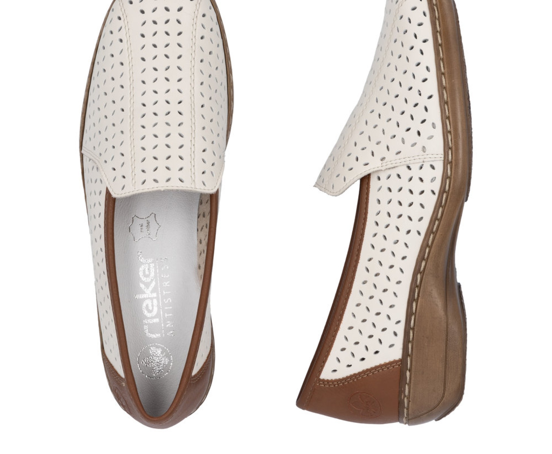 RIEKER bézs női bőr cipő