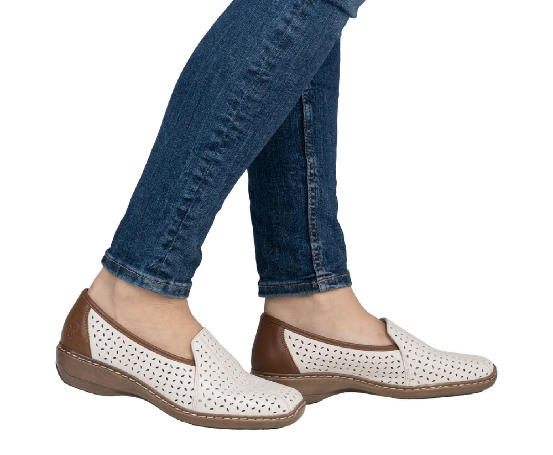 RIEKER bézs női bőr cipő