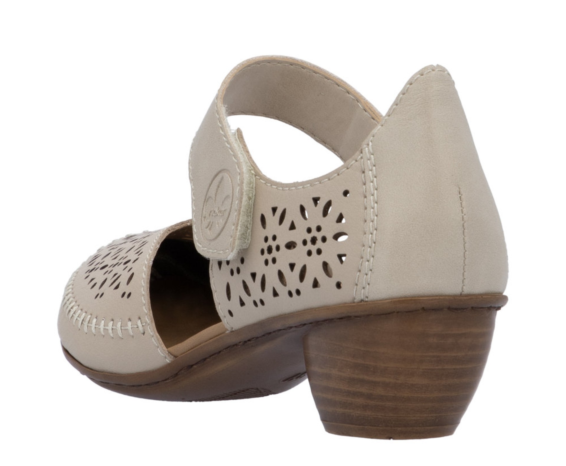 RIEKER női bézs bőr cipő