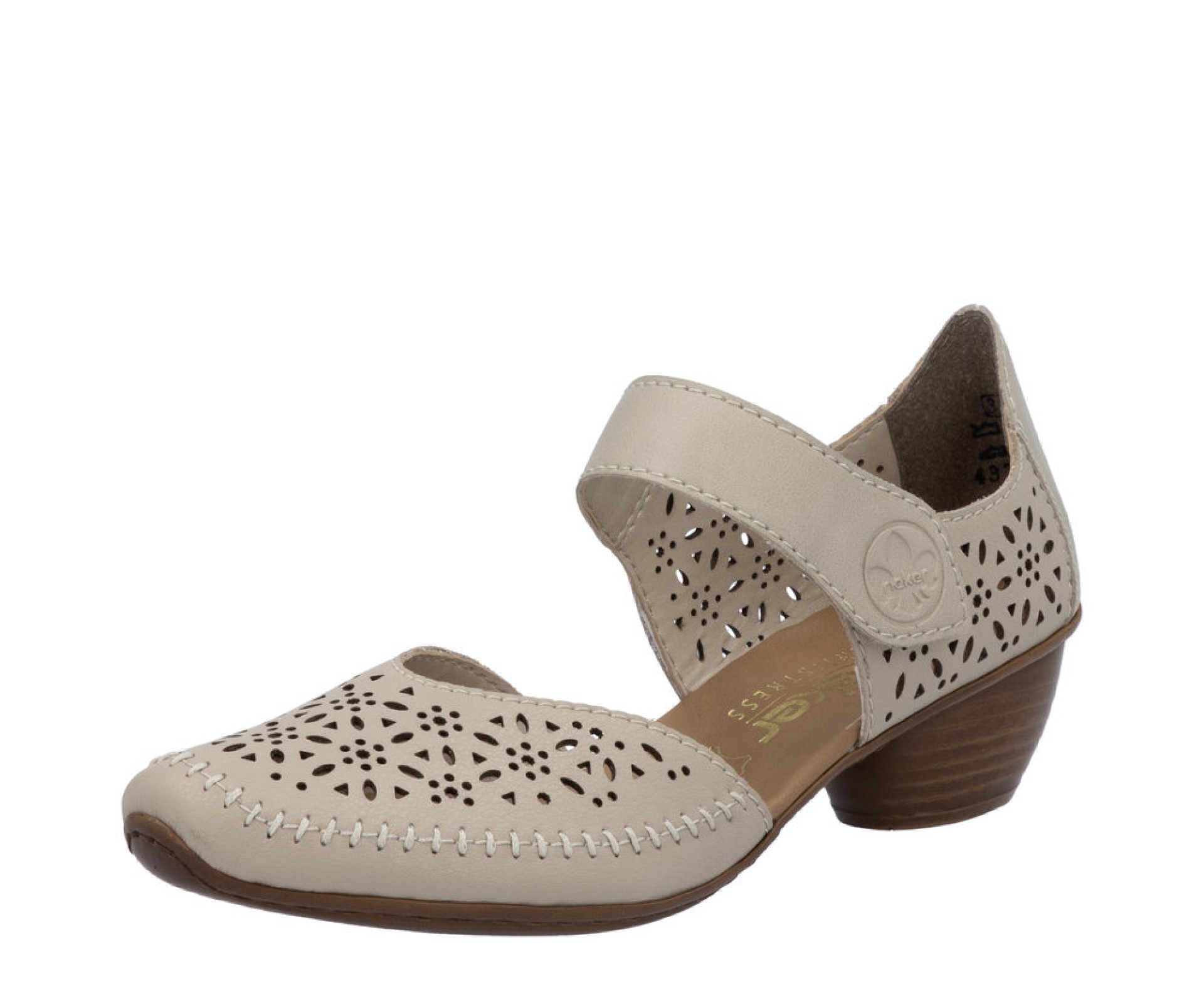 RIEKER női bézs bőr cipő