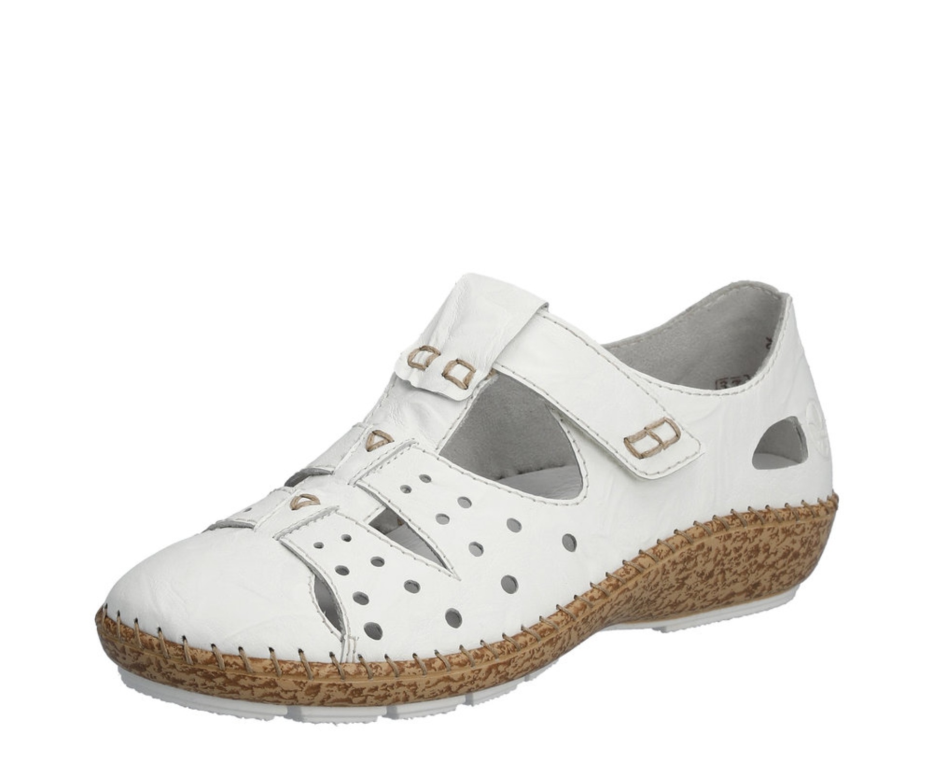 RIEKER fehér női bőr cipő.