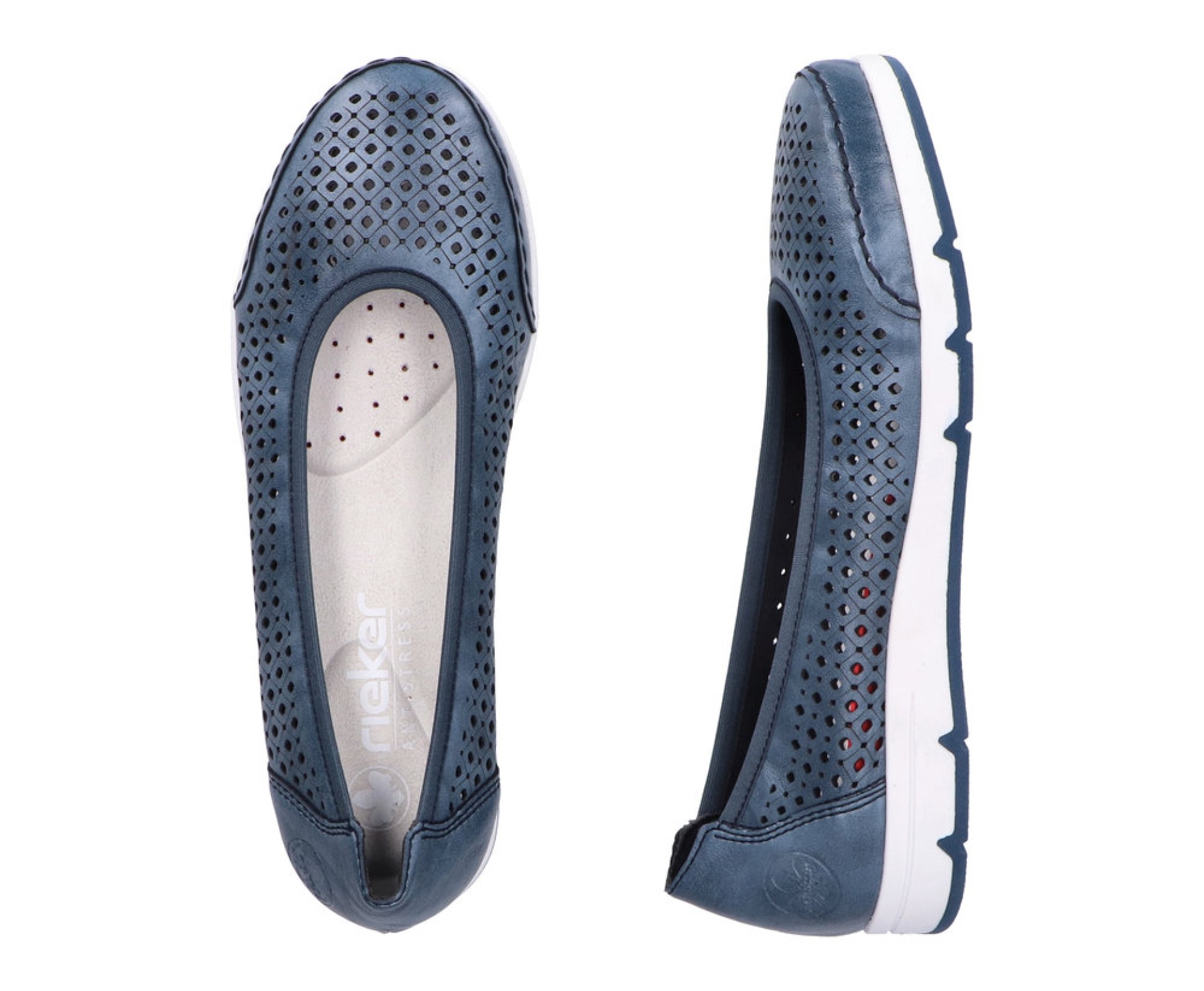 RIEKER női kék mokaszin