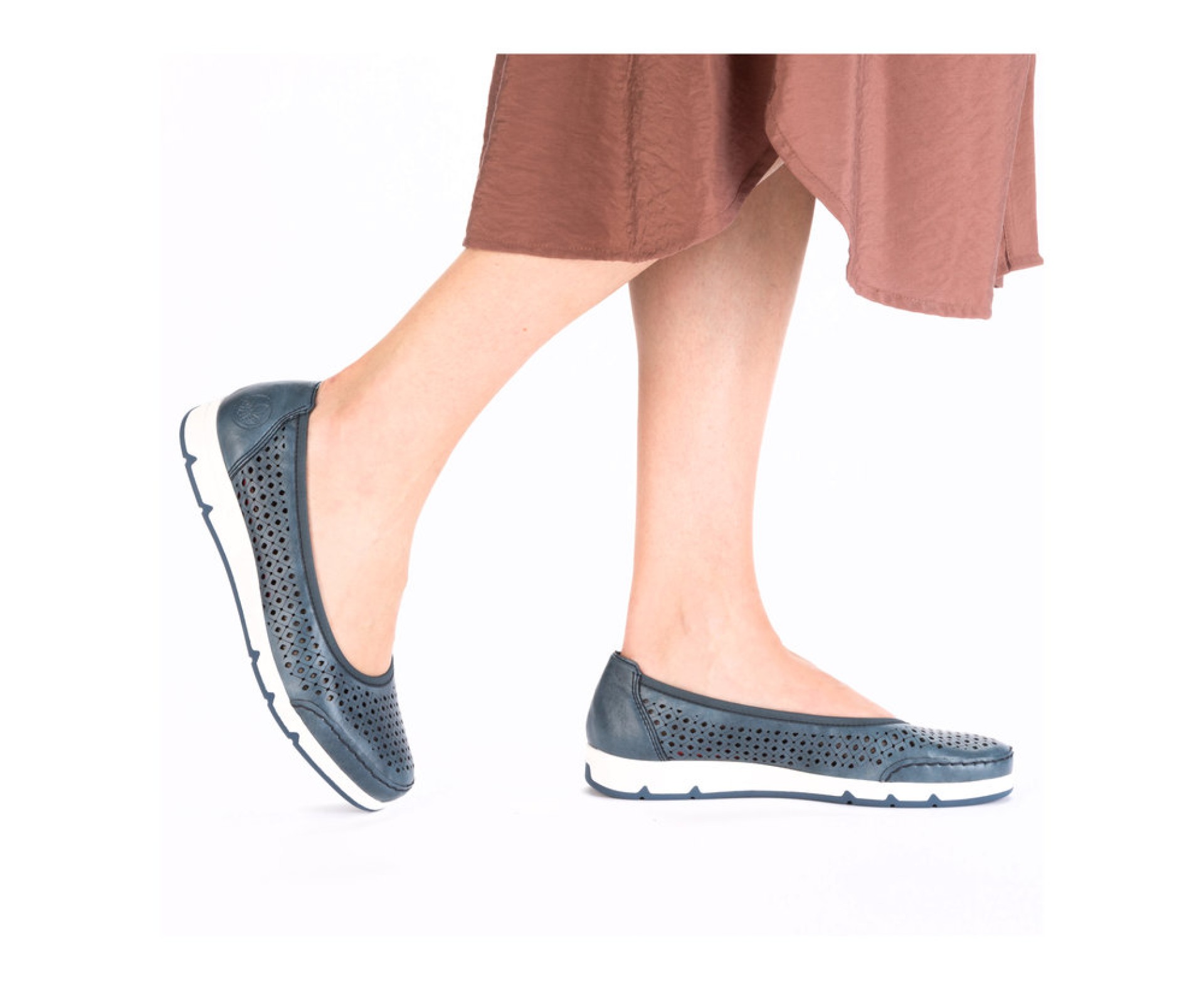 RIEKER női kék mokaszin