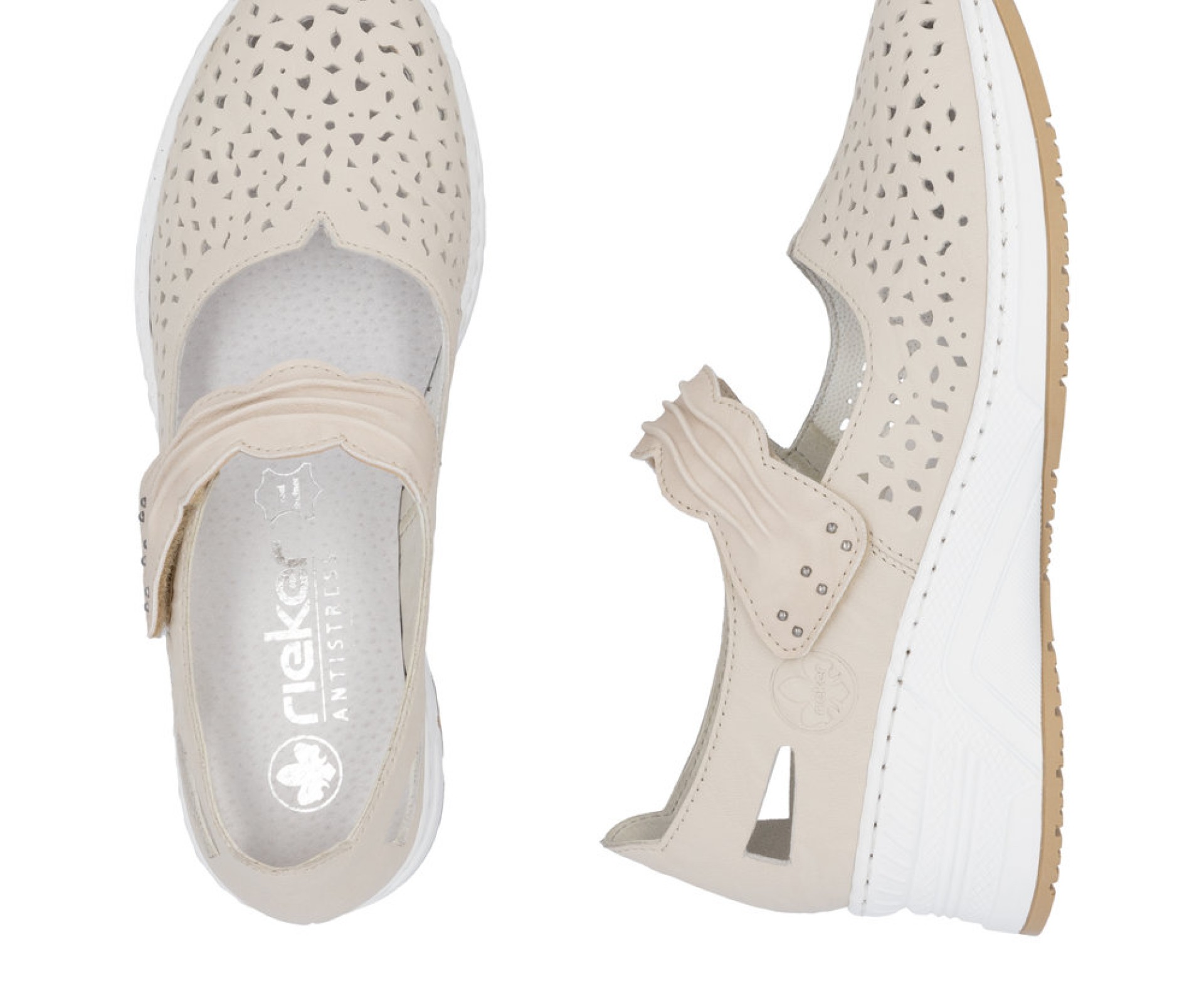 RIEKER bézs  női bőr cipő